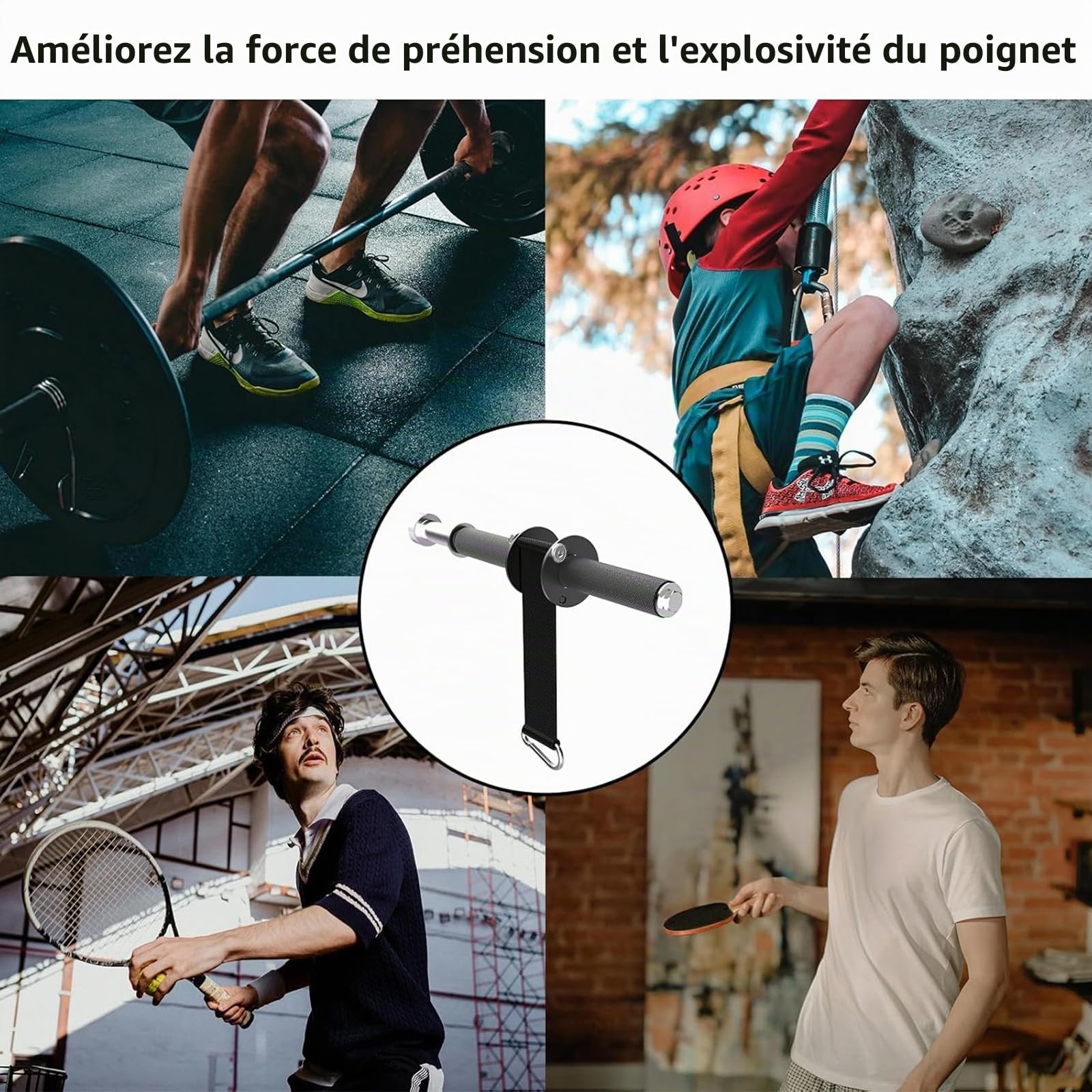 Wrist and Forearm Blaster, rouleau pour poignets et appareil de renforcement des avant-bras pour l'entraînement et la musculation, idéal pour le renforcement musculaire des mains