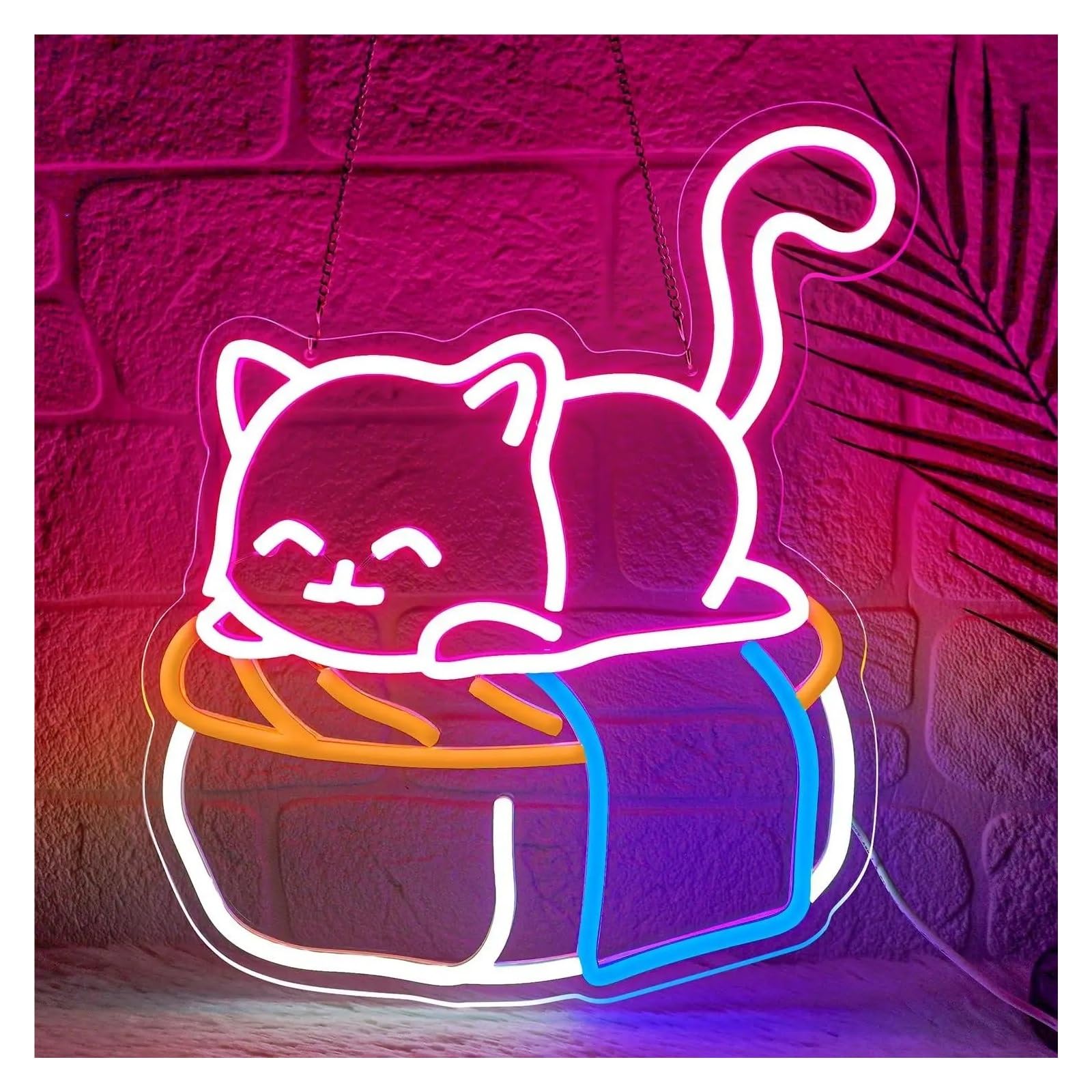 LEMST Sign Lamp Cute Sushi Cat Neon Sign Kawaii USB for Restaurant Bedroom Pet Store Wall Art Decor Light 37x30cm/14.57×11.81in