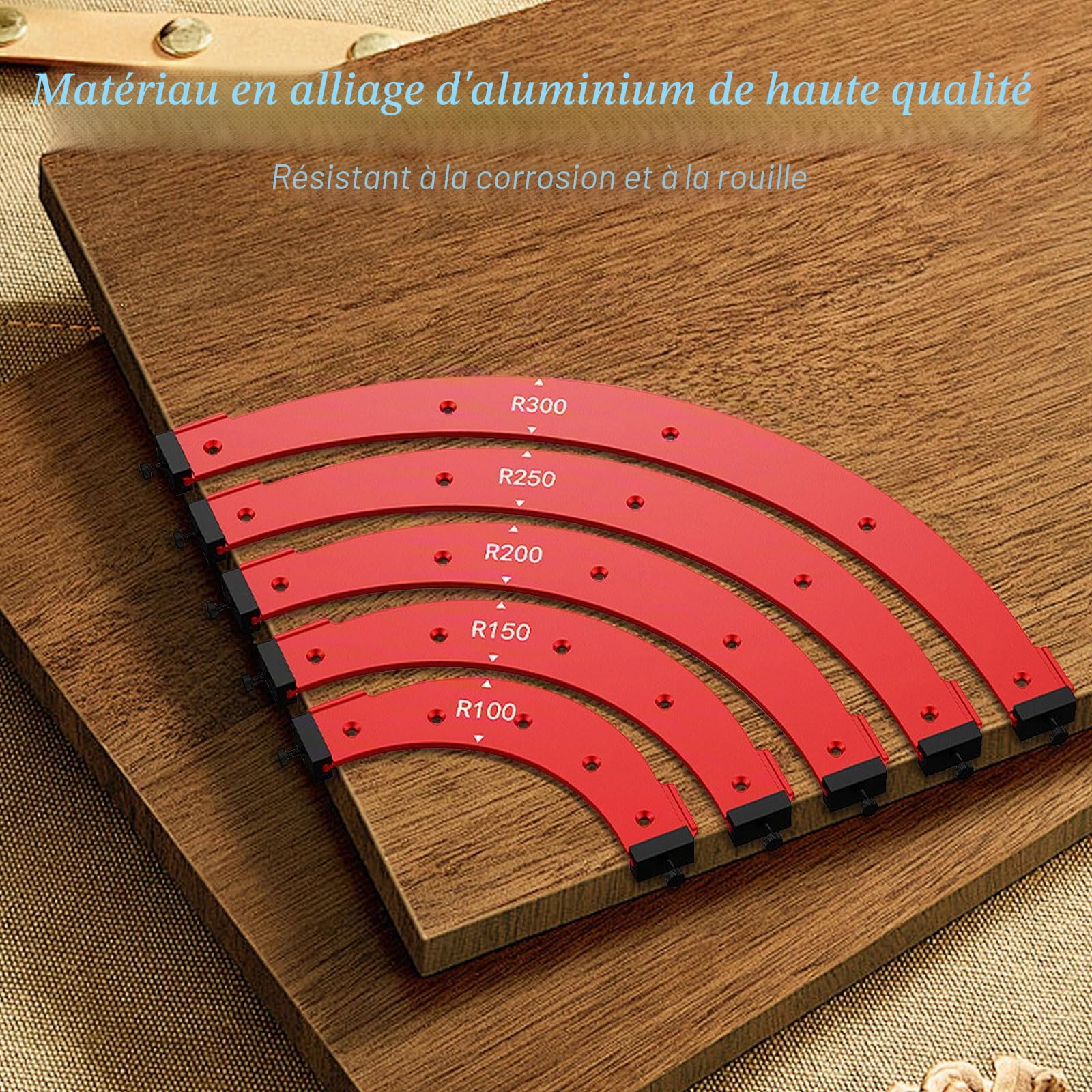 Gabarits d'angle rond pour le travail du bois, grand moule à arc intérieur et extérieur, outil de coupe auxiliaire à chanfrein, outil de coupe auxiliaire, gabarit d'angle de placard portable - JOJOCY