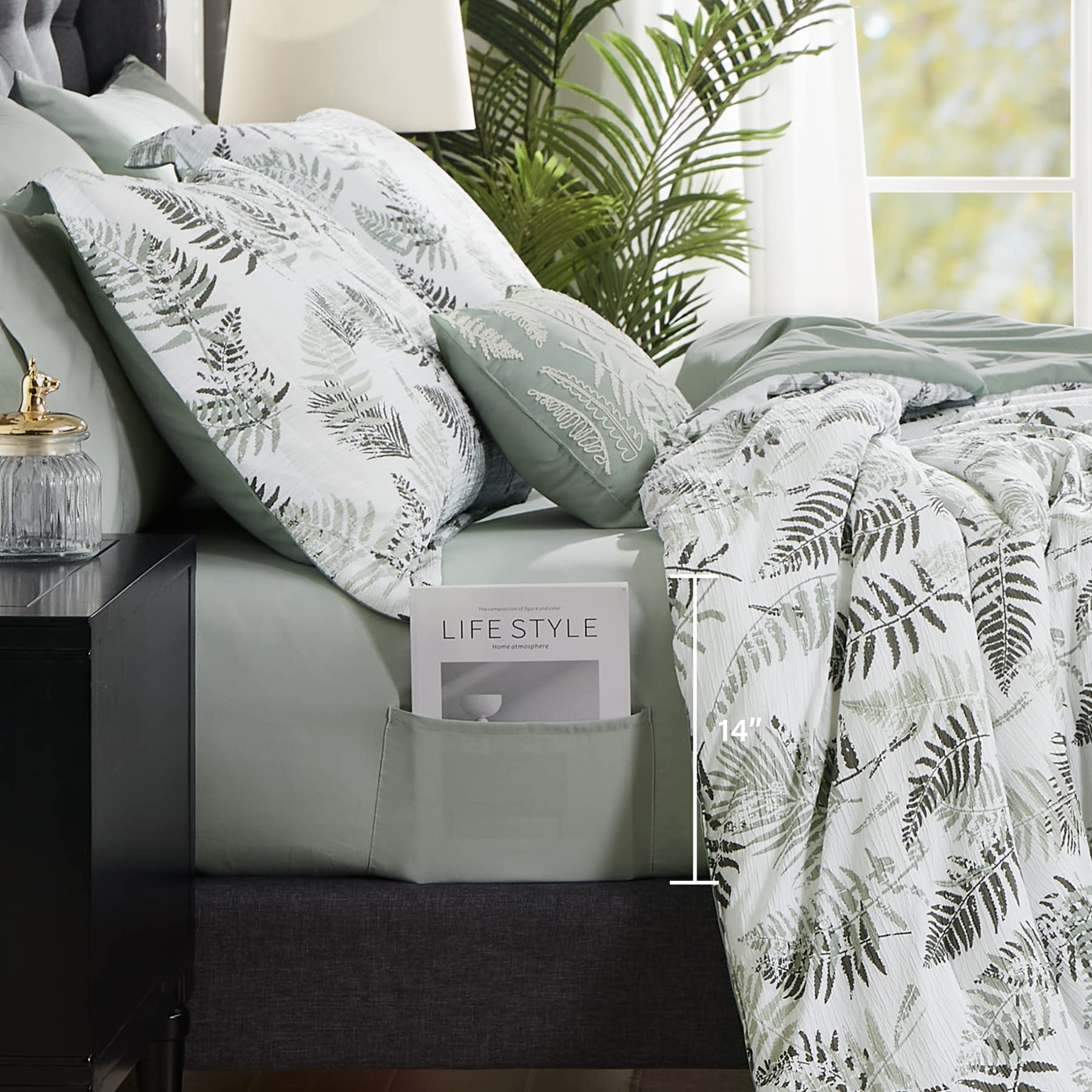 MaiRÃªve Queen Comforter Set, Textured Design Sage Green and Moss ...