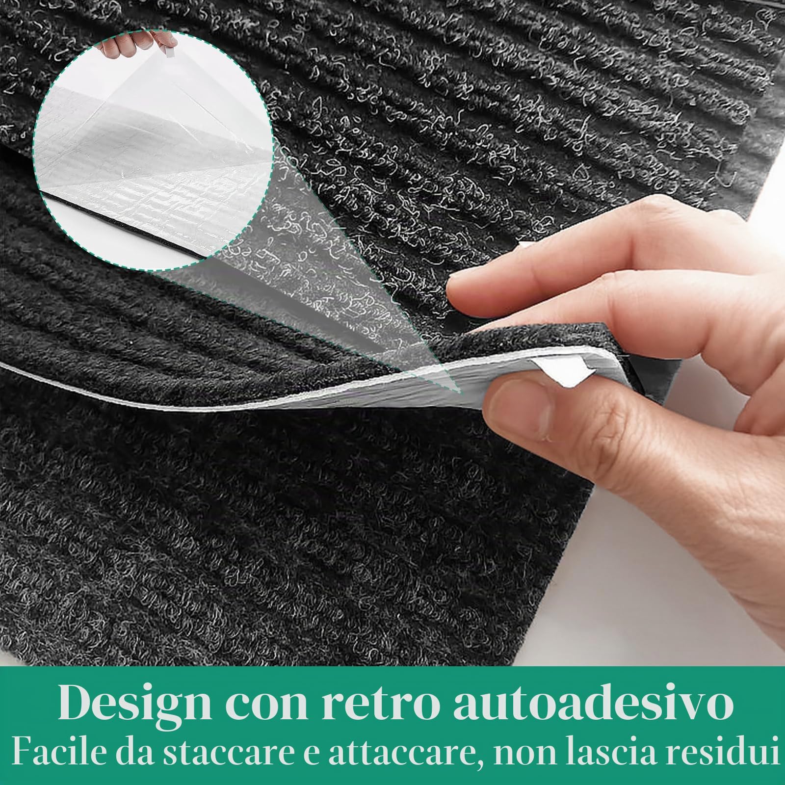 Tappetini per scale, 14 pezzi, antiscivolo, autoadesivi, 20 x 76 cm, protezioni per gradini, per bambini, anziani, animali domestici, per scale, colore nero