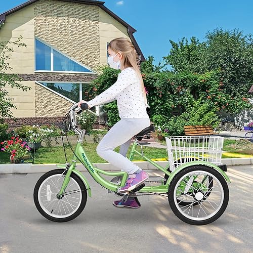 Miniatura 19 de LILYPELLE Triciclo triciclo de 16 pulgadas para principiantes y bicicletas de 3 ruedas de una sola velocidad, bicicletas de tres ruedas con cesta