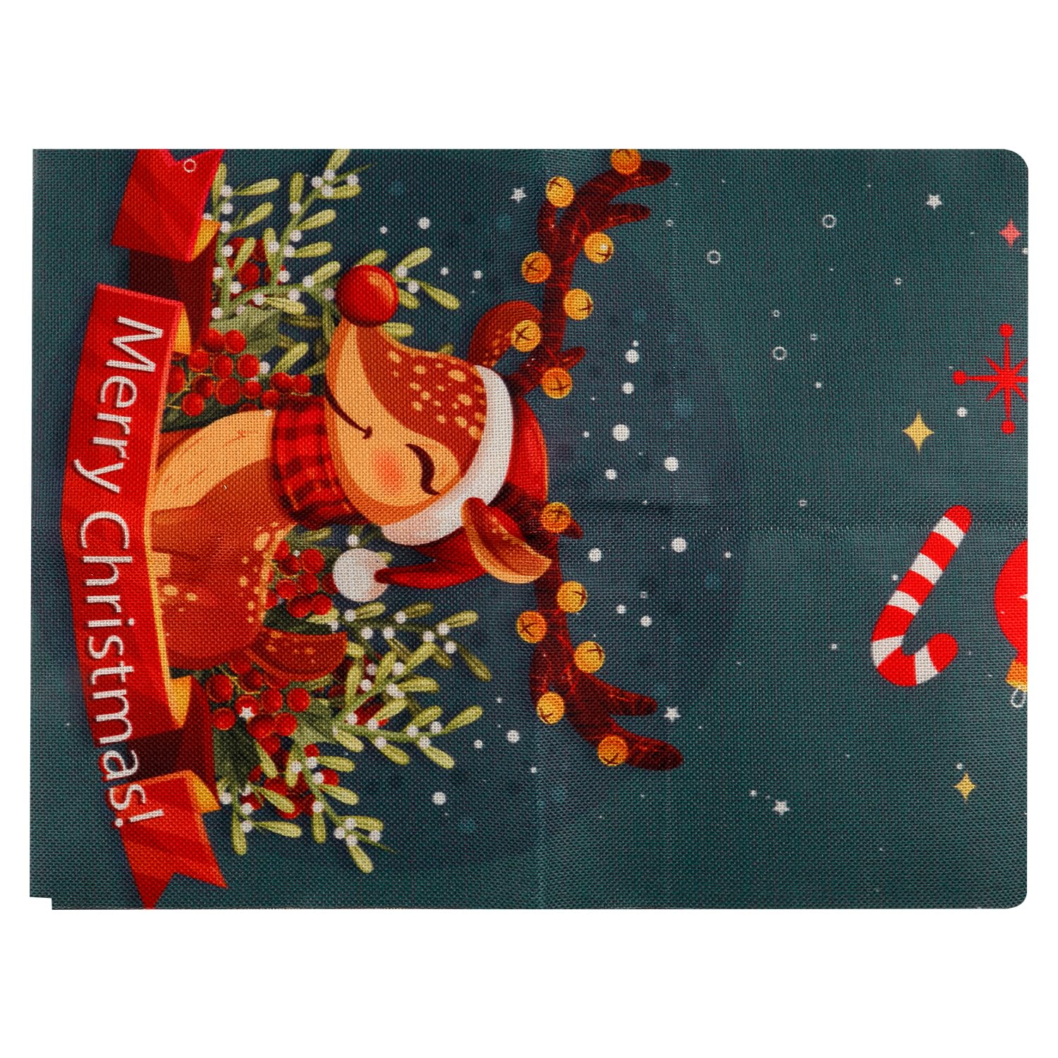 Rumyve Red Christmas Table Runner,Rectangular Linen Xmas Table Runner,Christmas Dinner Party Table Decoration For Santa,Reindeer,Snowmen,Trees(Stlye B)