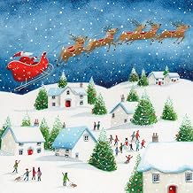 Marie Curie Santa's Sleigh Christmas Cards, 14 x 14 cm, Pack of 10 with Envelopes, FSC Certified Reindeer Rudolph
