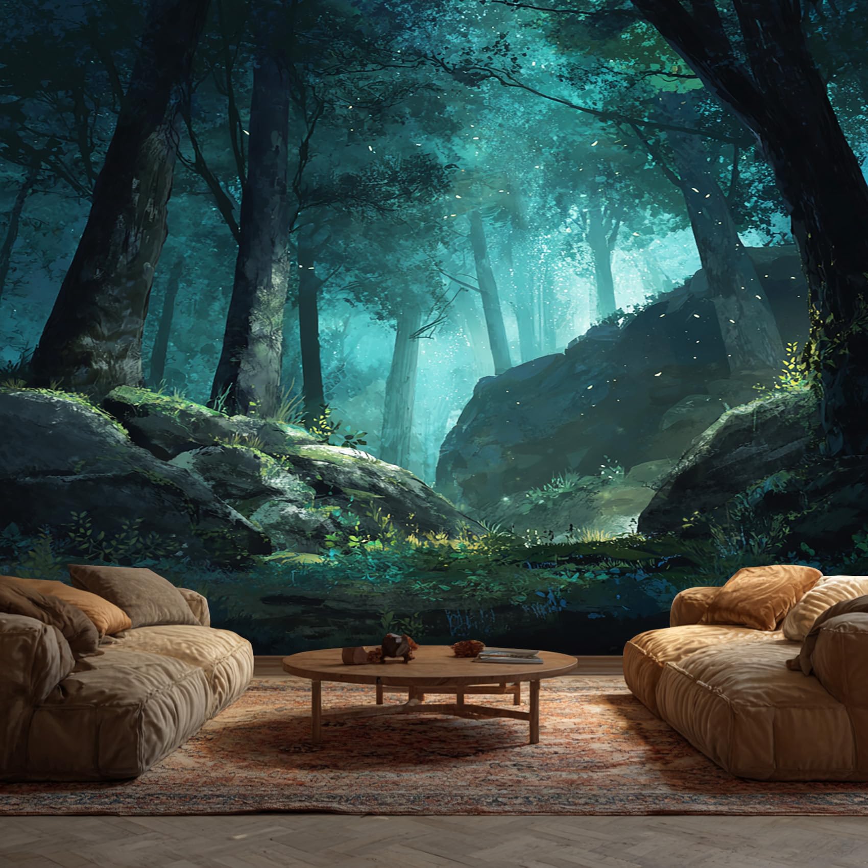 Enchanted Forest Wallpaper - Green Fantasy Tree Magic Wall Mural - Wall Murals for Living Room Bedroom - Photo Wallpaper & Home Decor Art - 305 x 244 cm A-7092