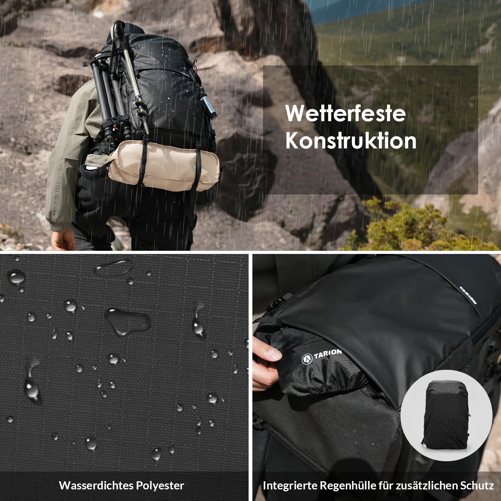 TARION Großer Kamerarucksack für Fotografen, DSLR, wasserdichte Kameratasche