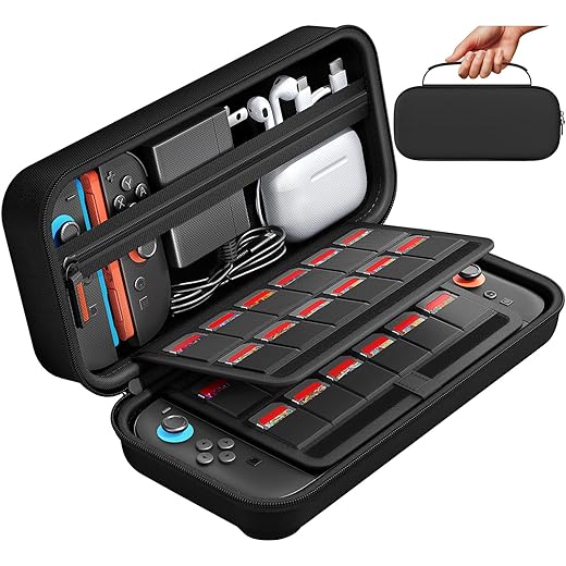 daydayup Switch Carrying Case Compatible with Nintendo Switch 2, with 24 Games Cartridges Protective Hard Shell Travel Carrying Case Pouch for Console & Accessories wii case