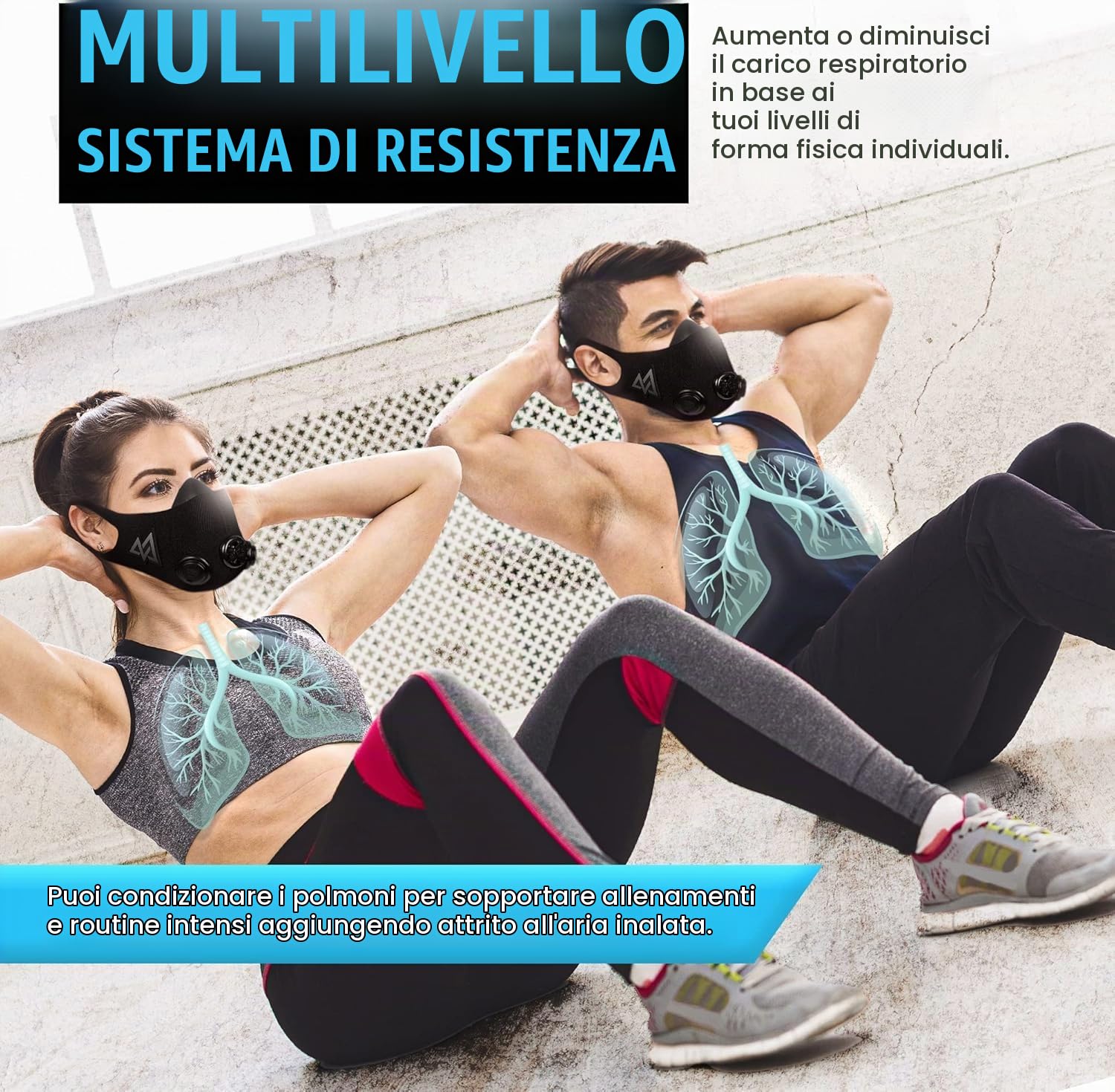 TRAININGMASK - 2.0 Multi brevettato con studi clinici – Maschera di allenamento elevation, maschera Endurance ad alta altitudine, maschera da corsa, maschera respiratoria