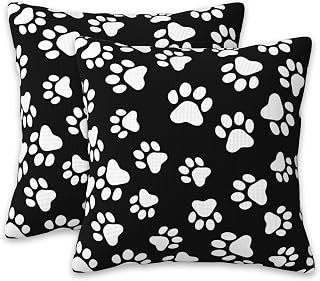 Animal Paw Print Pillow Covers 18X18 Set of 2, Cat Dog Footprints Decorative Throw Pillow Covers, Pillowcase Cushion Case for Home Sofa Couch Indoor Outdoor Decorations