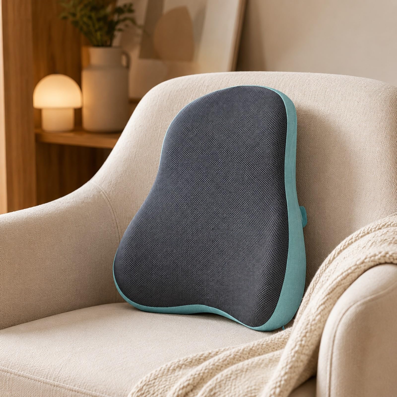 per Schiena Ergonomico | Sfoderabile, Cuscino Lombare in Memory Foam, Ortopedico, Cuscino con Memory Foam, per Auto, Casa, Impiegati, Pendolari, Navy