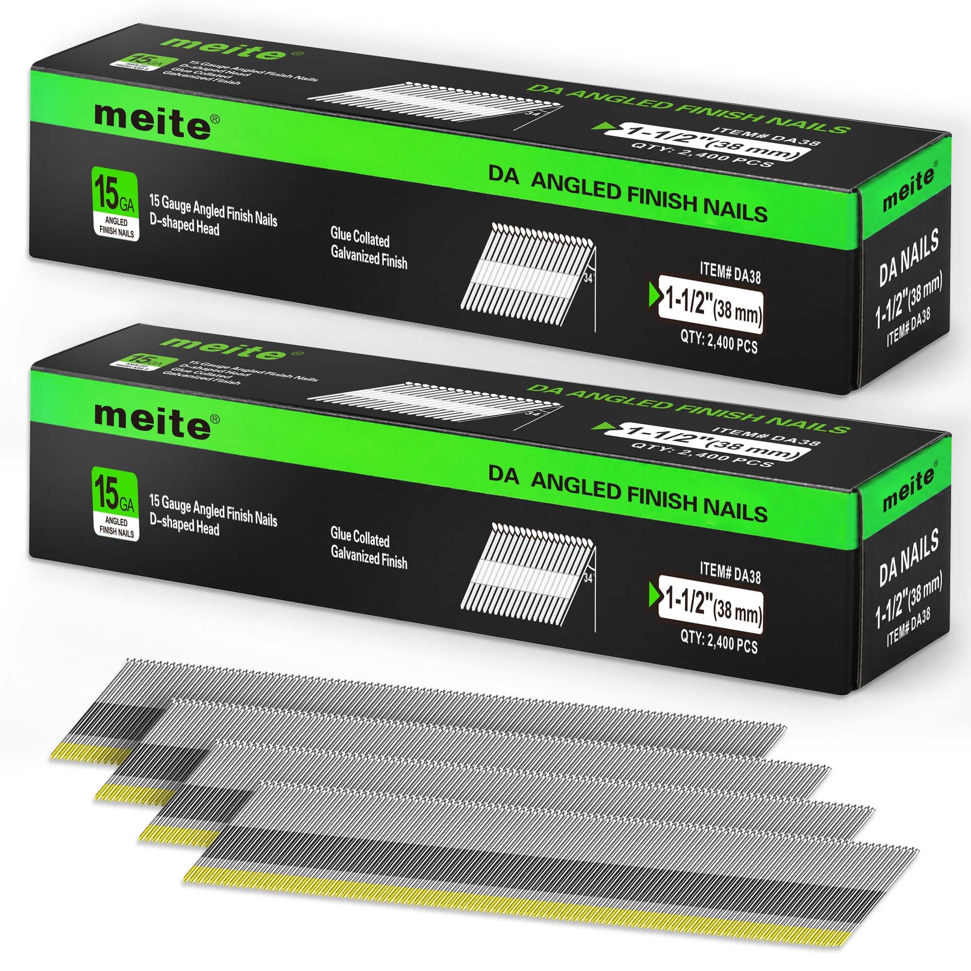Meite 15 Gauge Angled Finish Nails - 2.5" (34 Degree) -21 Meite 15 Gauge Angled Finish Nails - 2.5" (34 Degree) -21