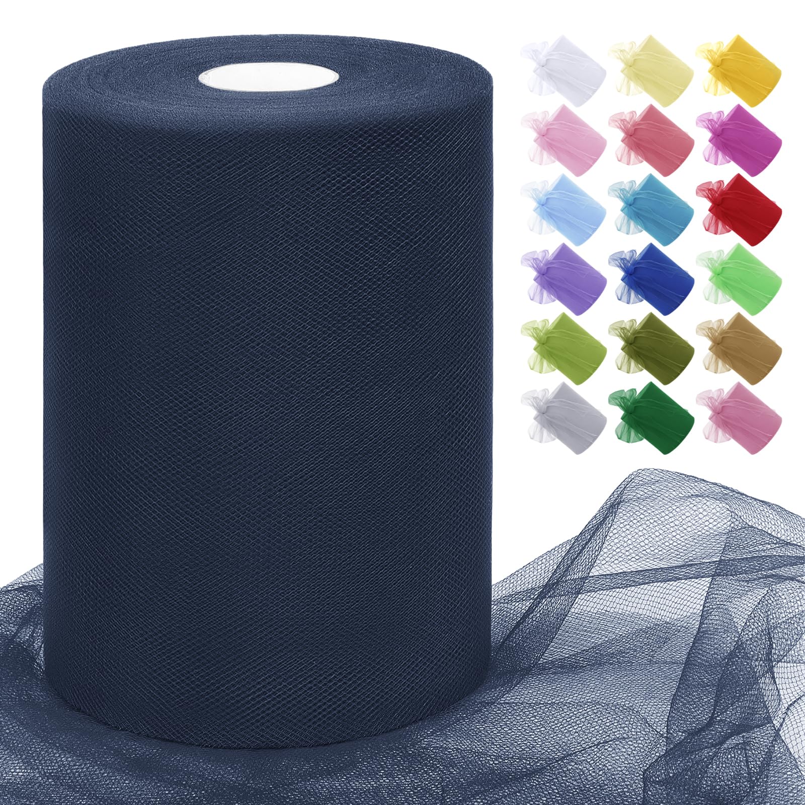 Uiopa Navy Blue Tulle Fabric Roll 15cm x 91m Polyester Netting Fabric Mesh Tulle Ribbon for Tutu Skirts, Gift Wrapping, Birthday/Party/Wedding Decoration, DIY Projects