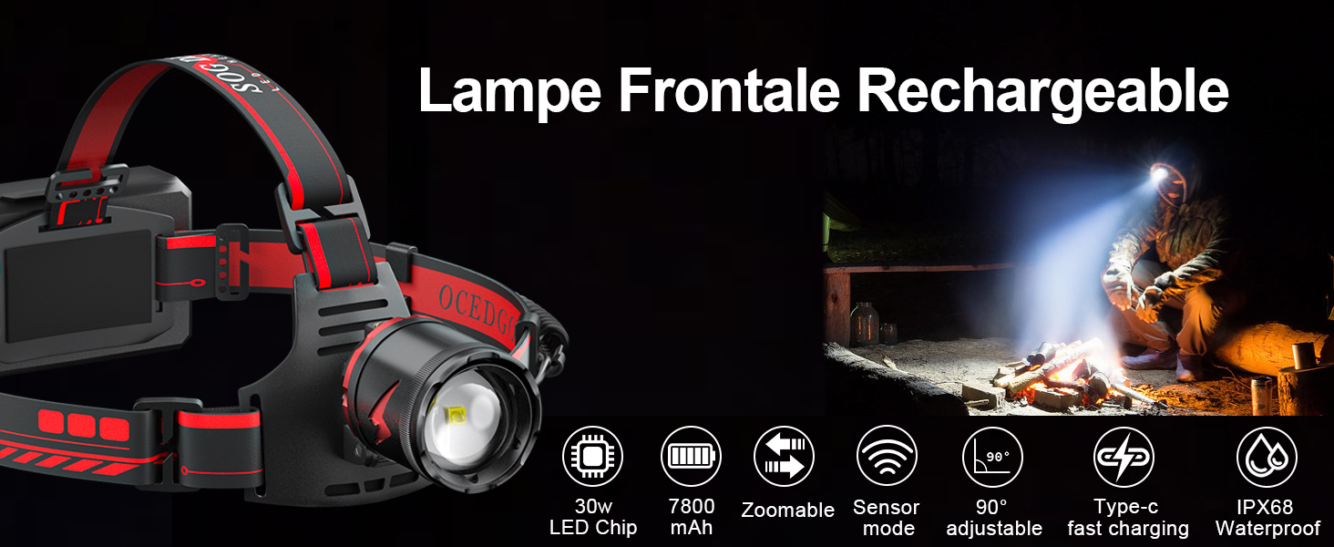 Lampe Frontale LED Rechargeable, Ultra Puissante 50000 Lumens Lampe Torche Led 4 Modes Avec Feu Arriere Rouge Rechargeable Usb 6000 Mah Etanche Lampe Frontale Pour Camping Peche Cyclisme 74746795 Lampe Frontale LED Rechargeable, Ultra Puissante 50000 Lumens Lampe Torche Led 4 Modes Avec Feu Arriere Rouge Rechargeable Usb 6000 Mah Etanche Lampe Frontale Pour Camping Peche Cyclisme 74746795