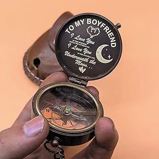 to My Boyfriend Engraved with Gift Compass | Gift for Boyfriend from Girlfriend | Boyfriend Gift | Working Compass with Leather Case | Propose Gift for Boyfriend | Valentine's Day Gift