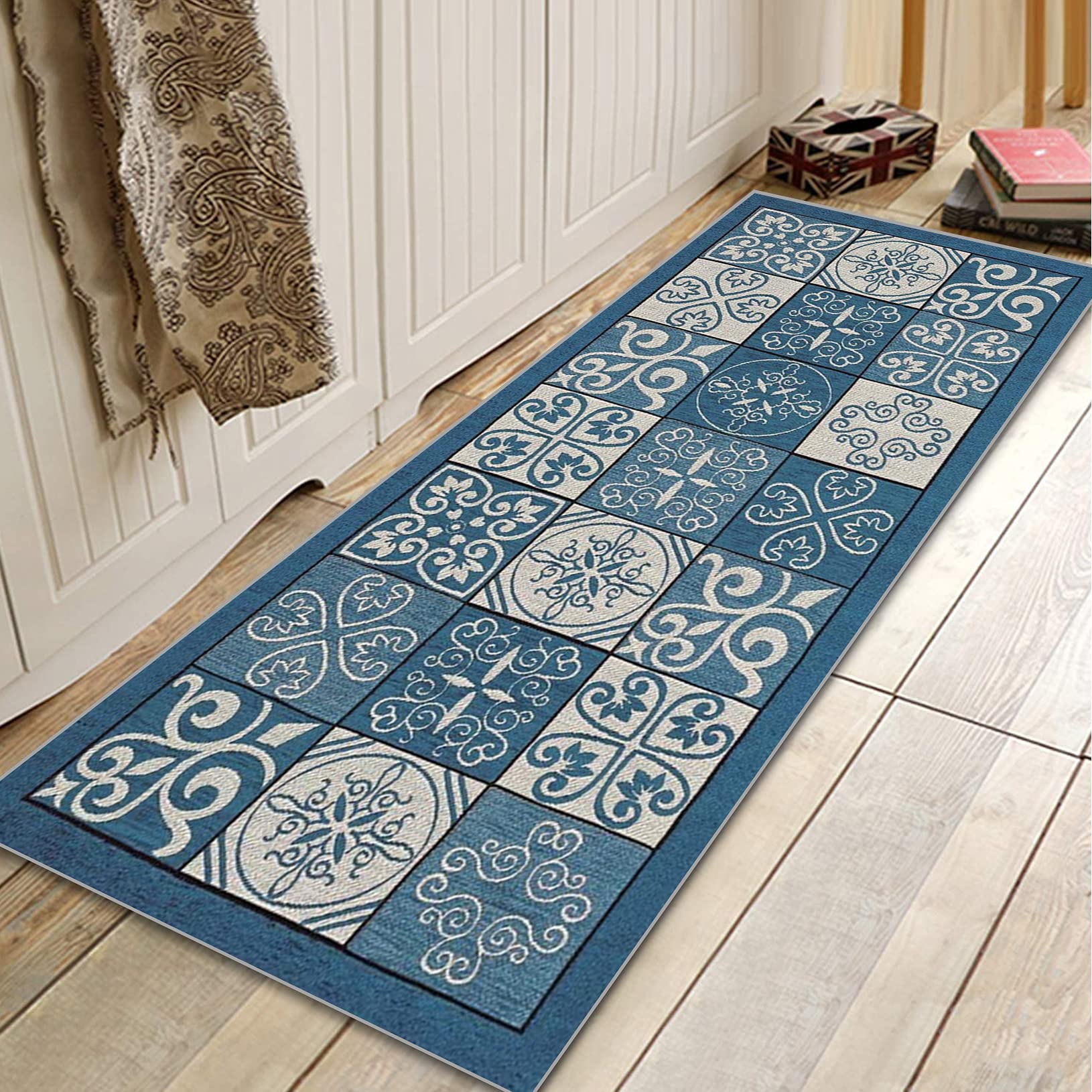 Tappeto da Cucina 70x110cm Passatoia Cucina Antiscivolo, Lavabile Tappeti Runner Migliore qualità Terra Non Piega per Ingresso, corridoio, TappetoDivertente, E