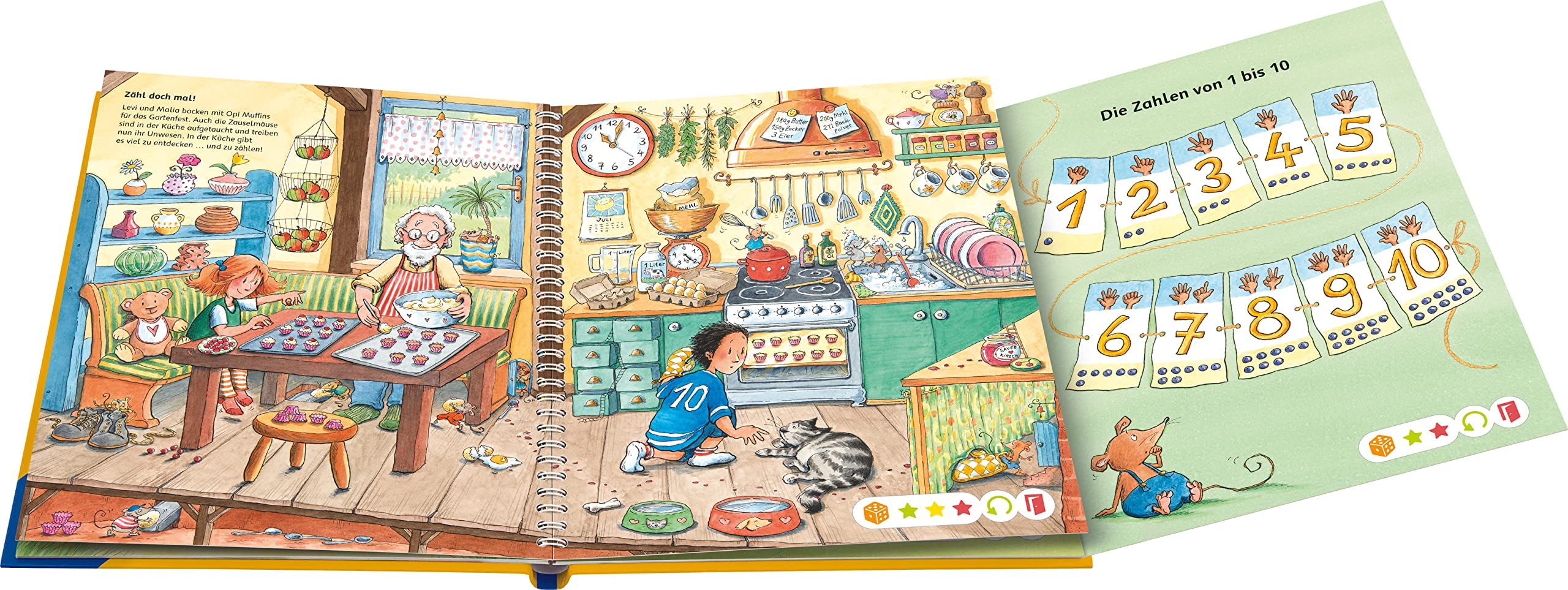 tiptoi Zestaw Ravensburger - Meine Lern-Spiel-Welt - liczby i ilości (książka dla dzieci) + 00110 długopis + mapa świata dla dzieci, zabawka edukacyjna dla dzieci