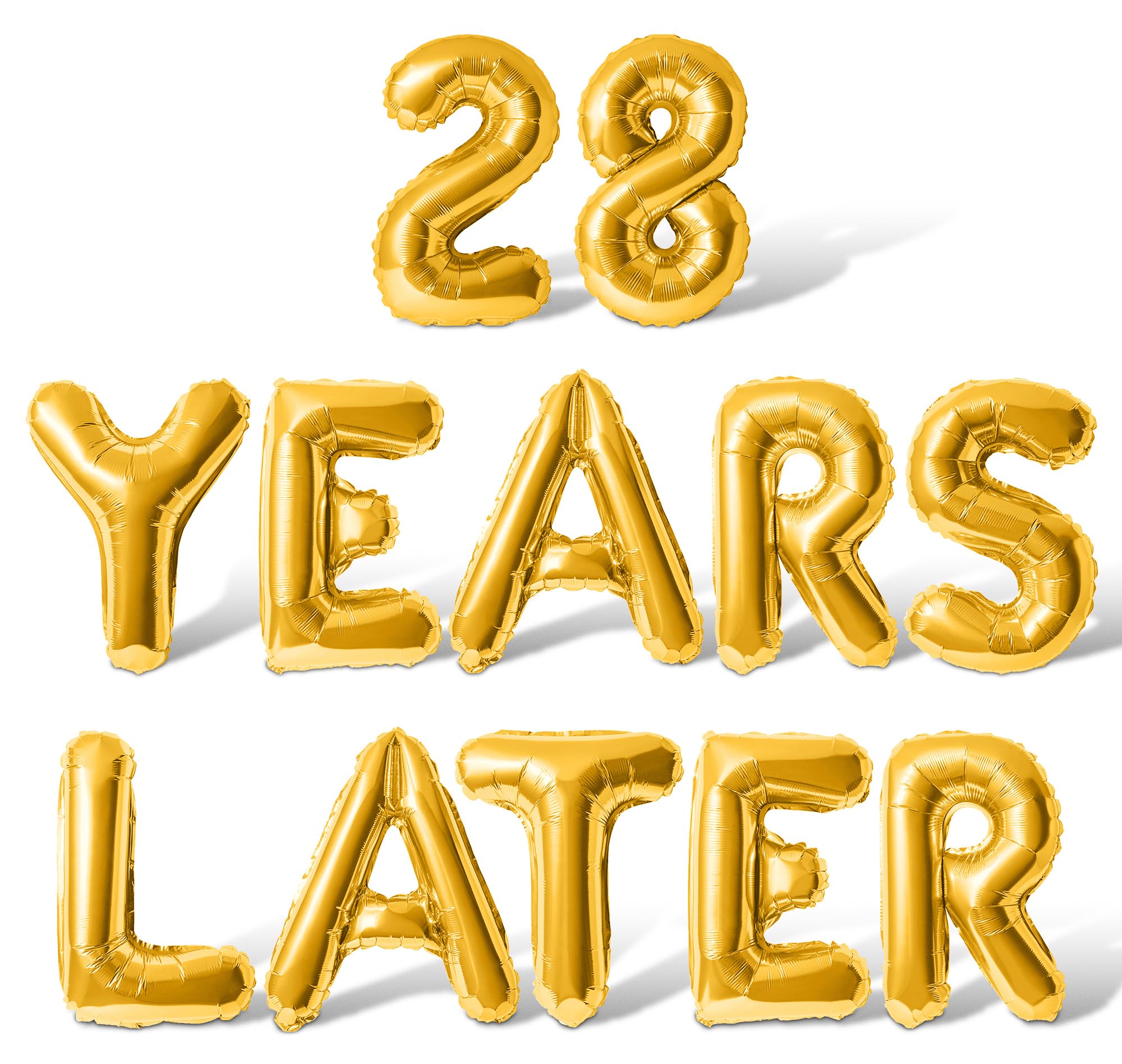 Letter & Number Balloons - 28 YEARS LATER 16" Inch Alphabet Letters Foil Mylar Balloon 28th Birthday Party Banner (Gold)