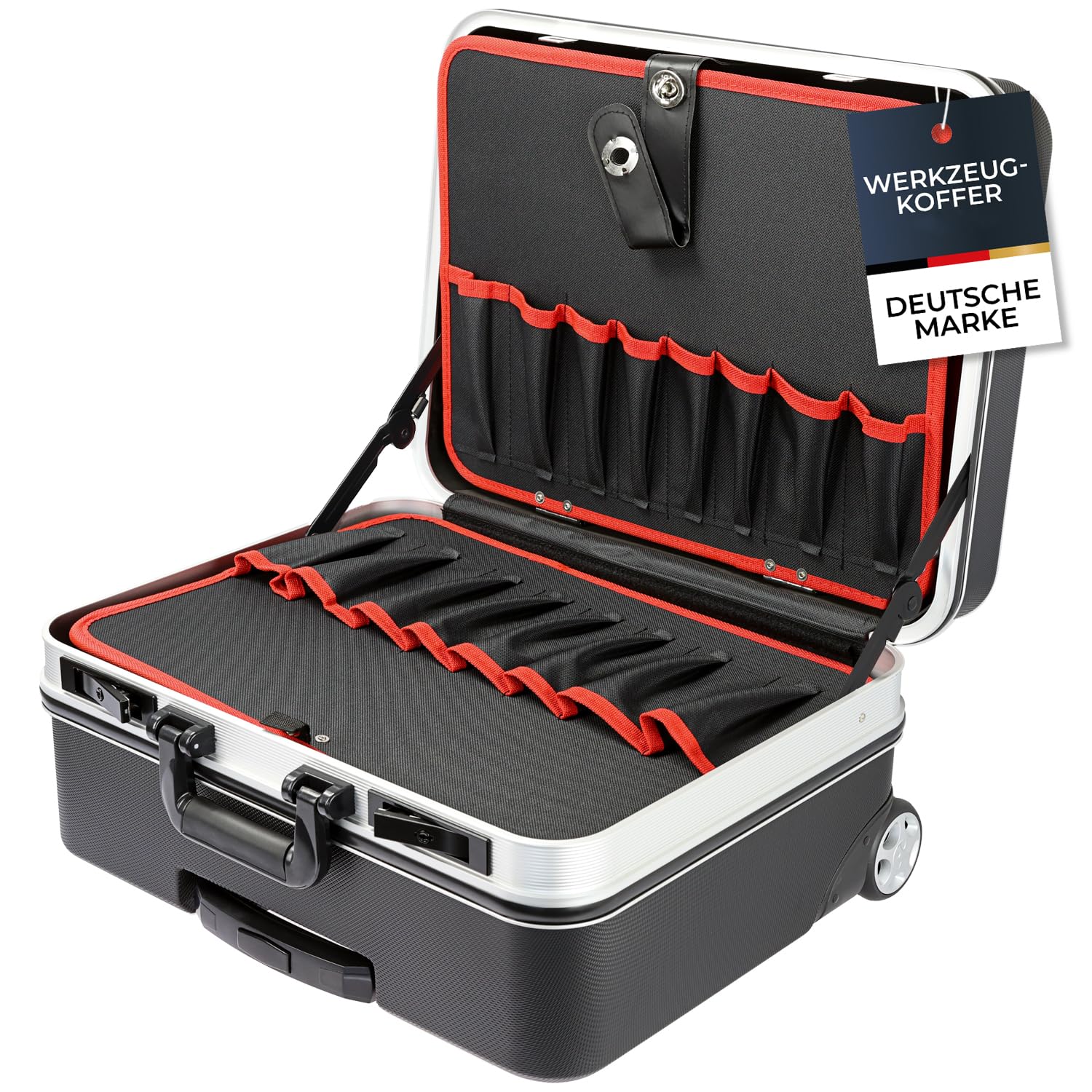 HMF 15602-02 Werkzeugtrolley leer, Werkzeugkoffer aus ABS-Kunststoff mit Rollen | 47 x 40 x 24,5 cm