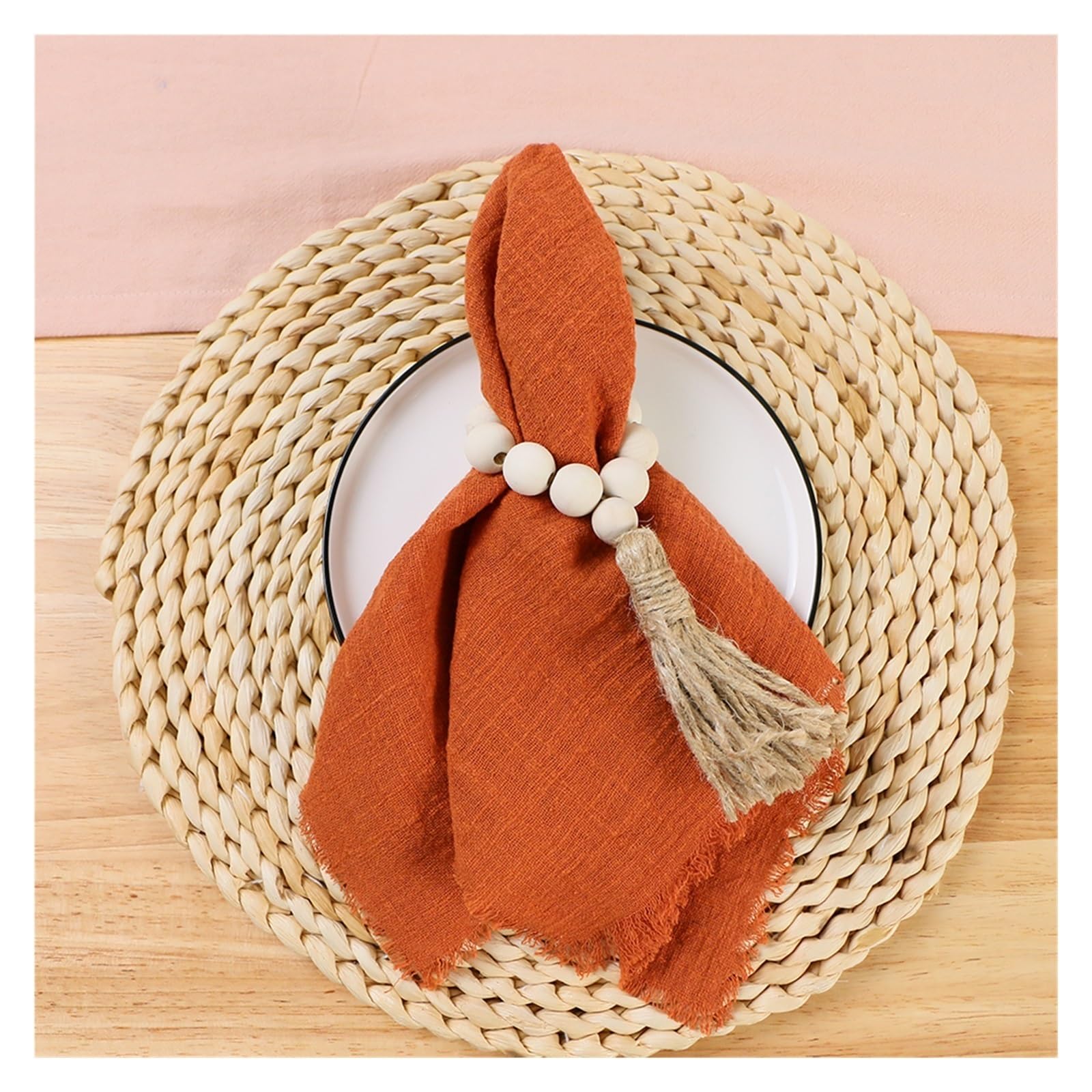 50 PZ 42x42 cm Retro Garza Tovaglioli di Nozze Garza di Cotone Decorazioni for la Tavola di Natale Strofinacci Cena Tavolo Tavolo Rustico Decor (Color : Orange)