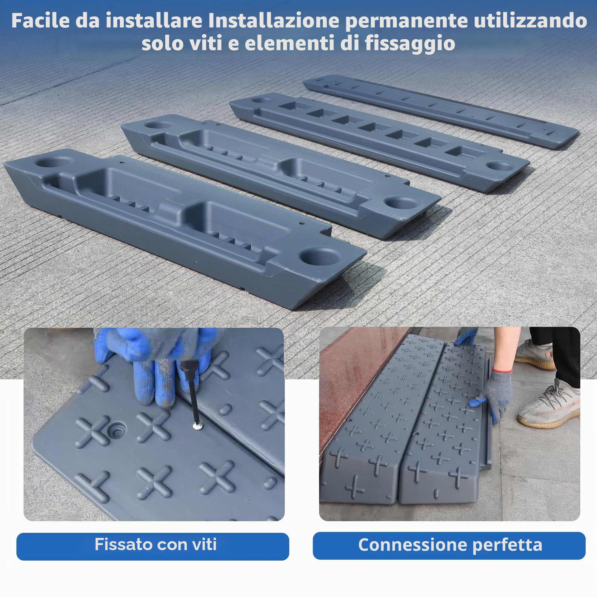 Vlinow, rampa per soglia per porta, altezza di 3/5/7,5/10 cm, rampa per soglia regolabile in altezza, leggera e facile da trasportare, per marciapiede, utilizzabile come rampa per sedia a rotelle