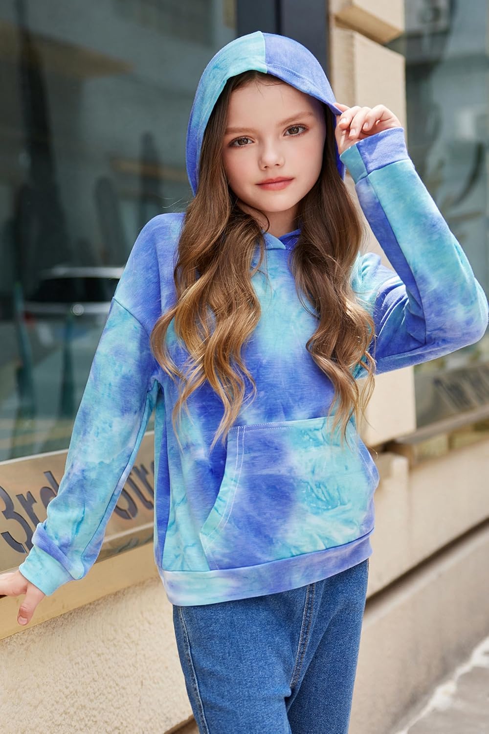 Arshiner Girls Tie Dye Sweatshirts Loose Casual Hoodies Long Sleeve Pullover Hooded Tops With Pockets - Image 4