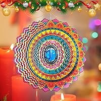 Vista 65 de FONMY - Molinillo de viento con forma de mandala y con bola de cristal en 3D, de acero inoxidable, atrapasol, ideal como regalo de Navidad