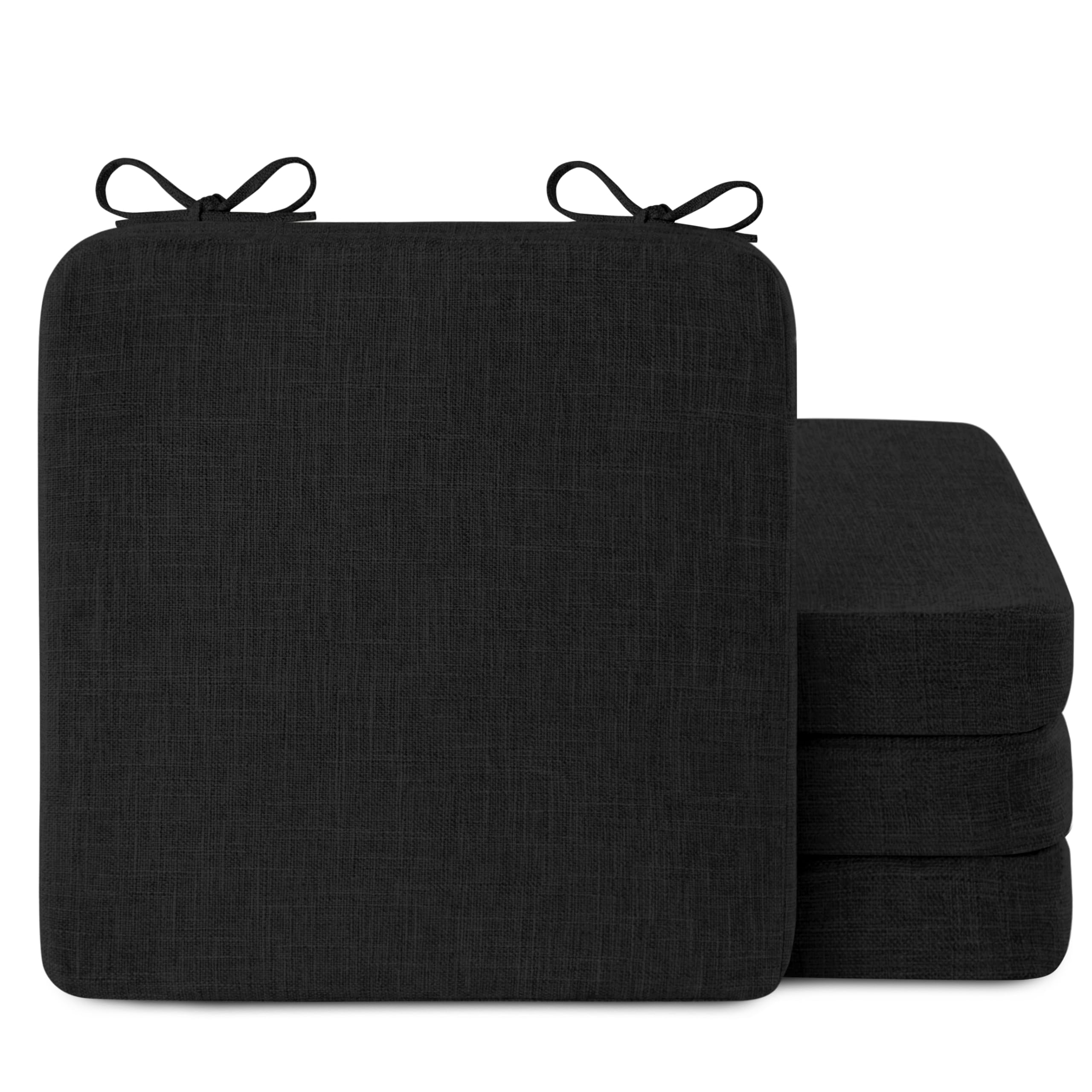 AddGrace Square Chair Cushions for Dining Chairs 16x16x2inch (4, Black)