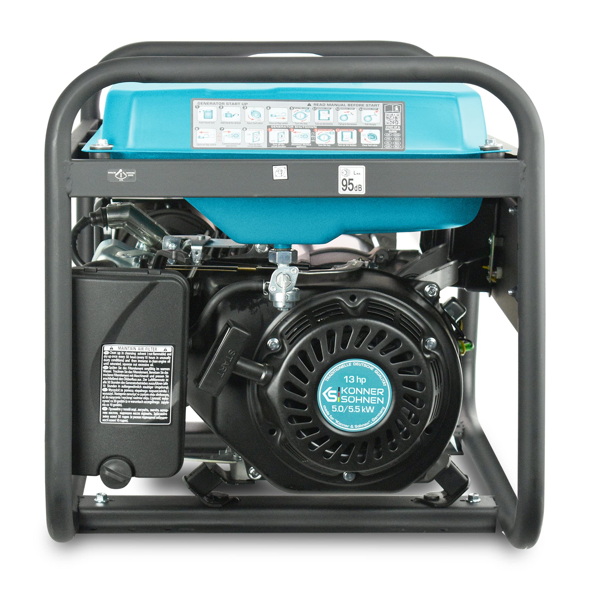 Könner & Söhnen KS 7000E ATS - 4-Takt Benzin Stromerzeuger 13 PS mit E-Start, Notstromautomatik, 1x16A, 1x32A (230V), Automatischer Spannungsregler, Anzeige, Generator für Haus, Garage, Werkstatt