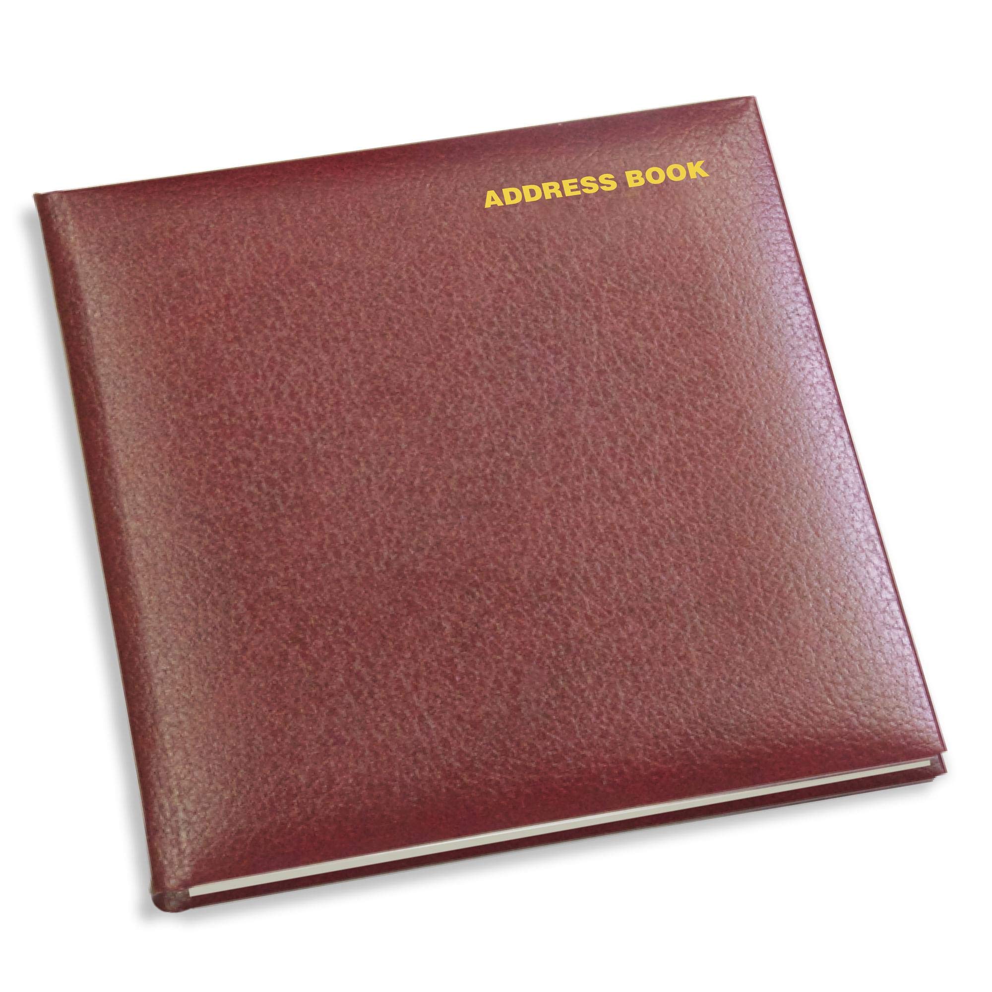 Golden Address Books English Bonded Leather 3 Sides Gilded, 64 Sheets, 165 x 165 mm - FSAD165X165EG