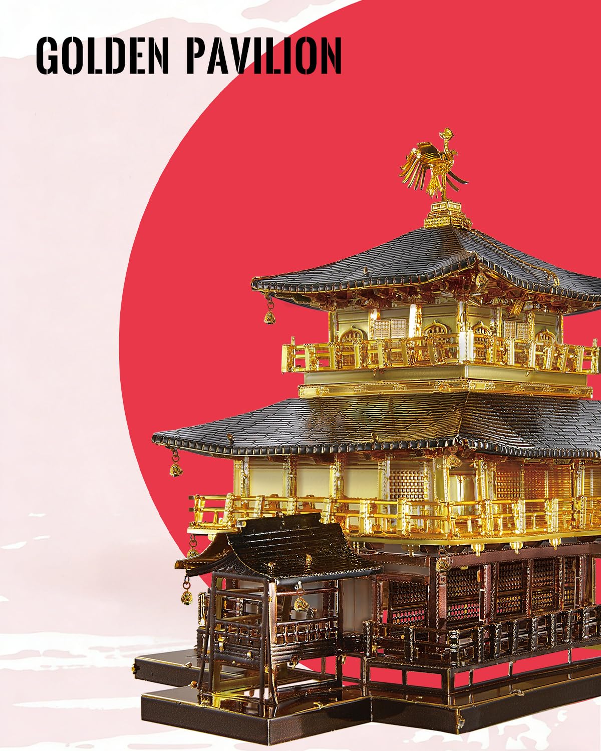 Piececool Puzzle in metallo 3D Golden Pavilion Modello Kit per adulti fai da te Architettura giapponese Kit di costruzione, tempo di famiglia, decorazione per la casa, migliori regali