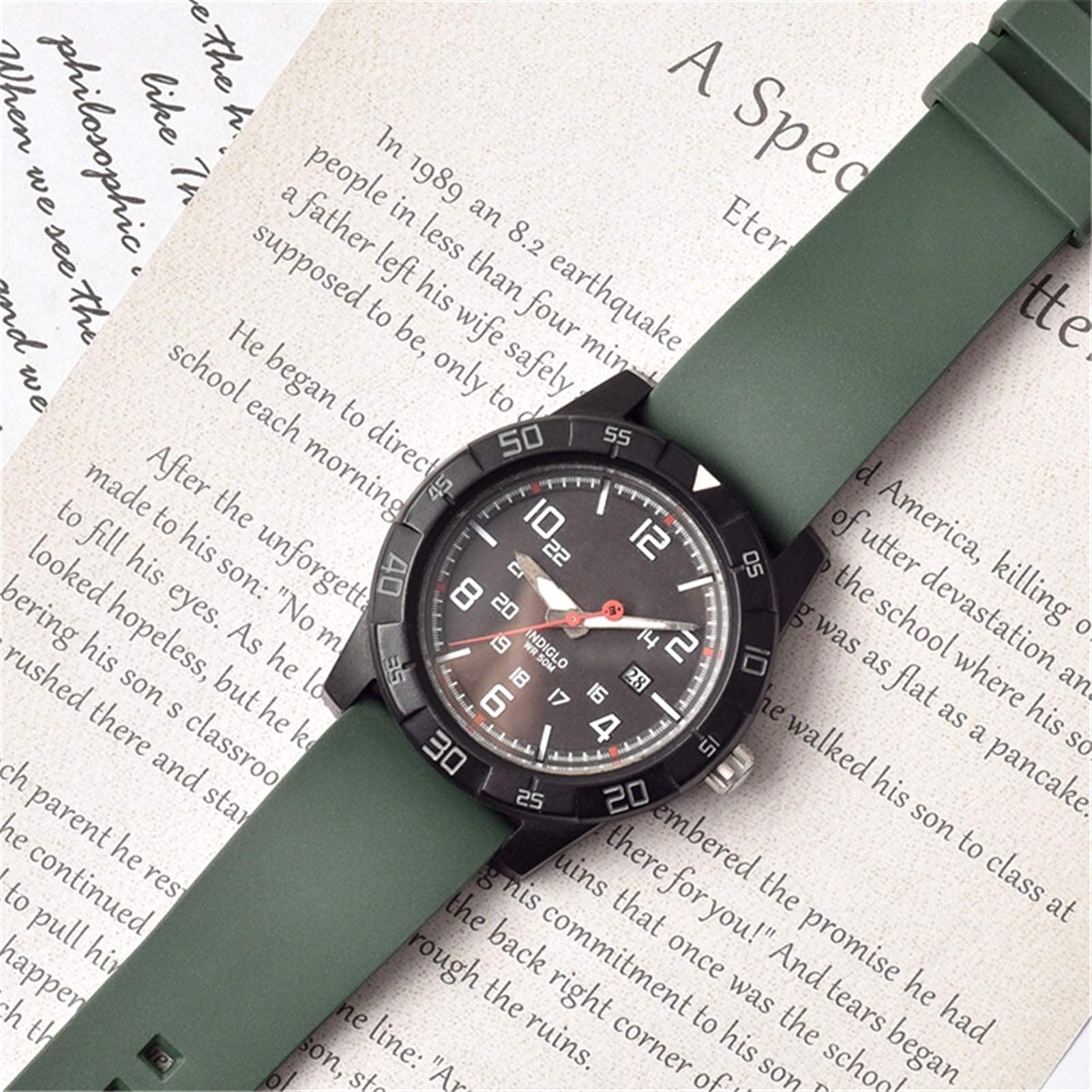 Correa de Reloj de Silicona 19 mm, 20 mm, 21 mm, 22 mm, 24 mm, Correa de Reloj de liberación rápida, Pulsera Deportiva de Silicona (verde03 20 mm)
