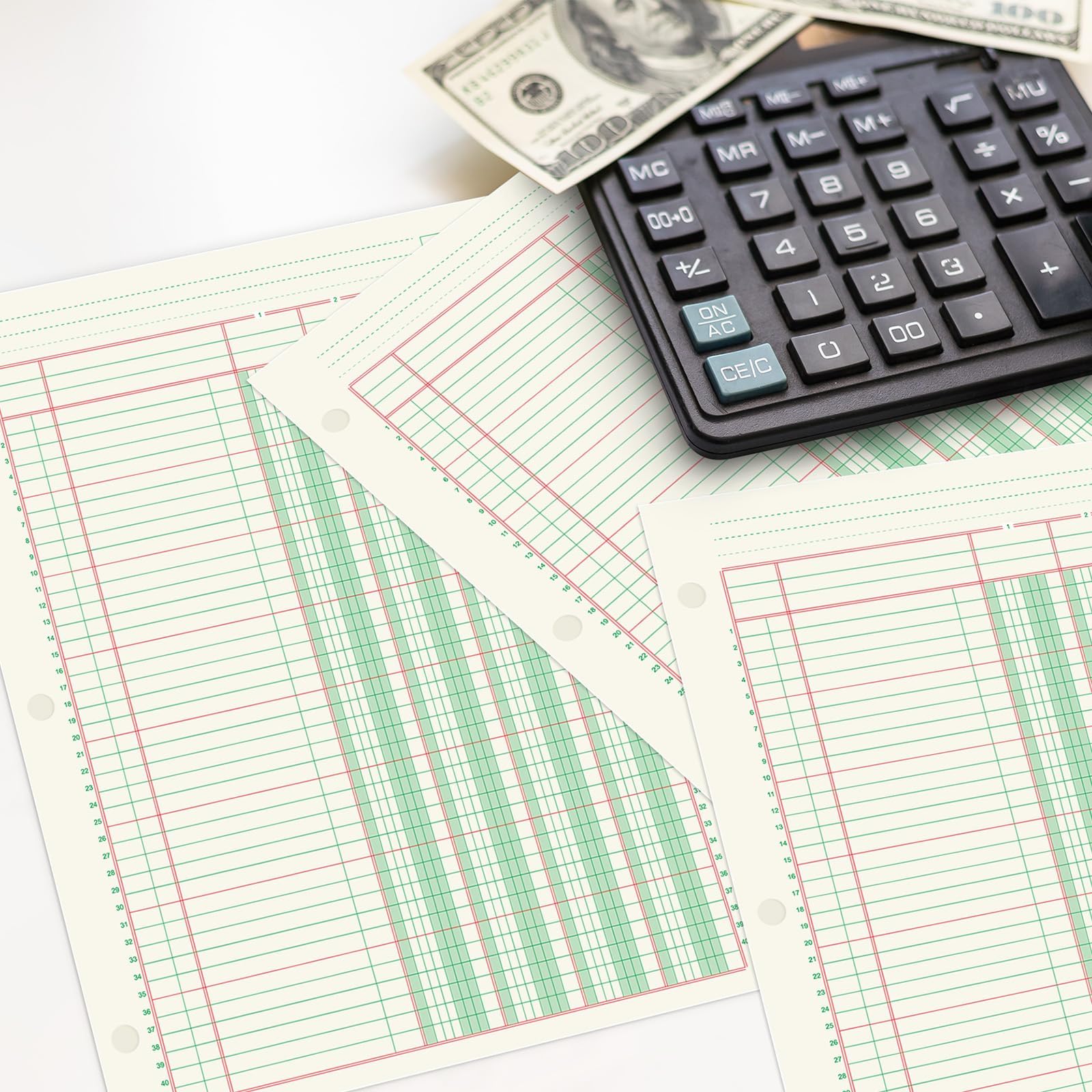 gisgfim 2 blocs de 100 hojas, bloc de análisis columnar de 3 agujeros, libro de contabilidad de 8-1/2 x 11 pulgadas, bloc de papel de contabilidad de doble página, bloc columnar para contabilidad y