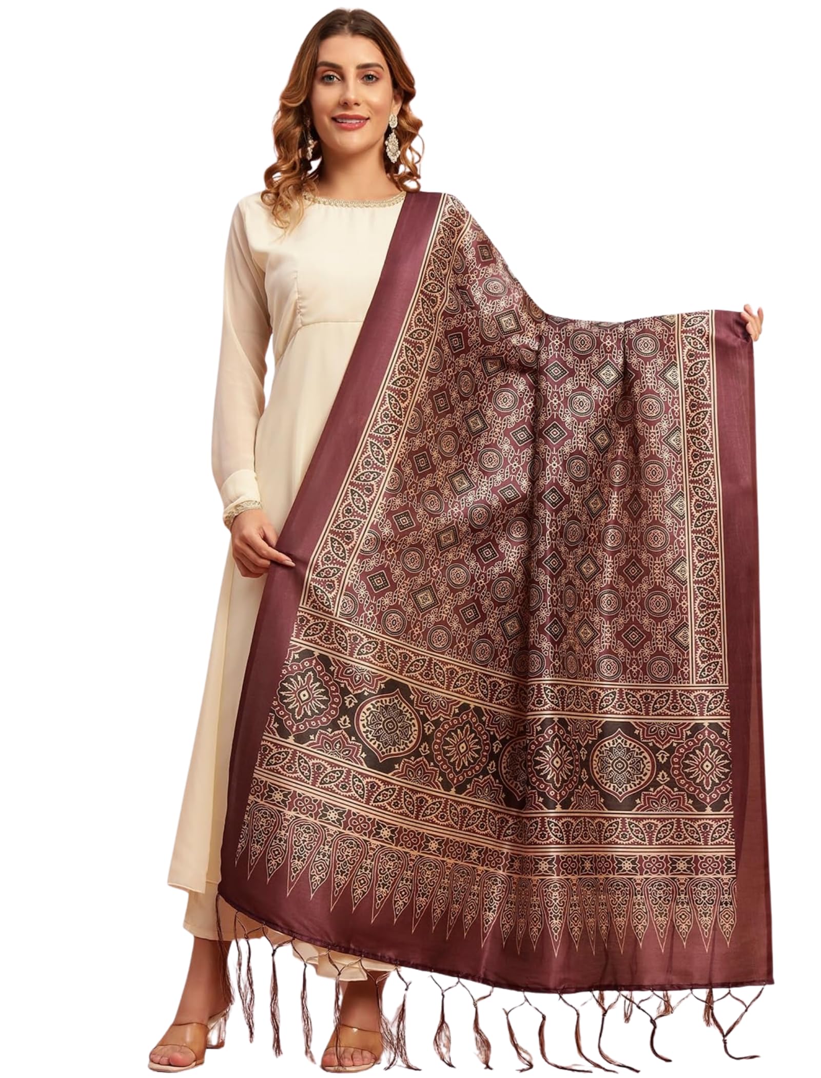 akshadeep Women's Chanderi Silk Blend Abstract Pattern Dupatta with 2.20 Meters | Women’s cotton printed dupatta with tassels-picture-13