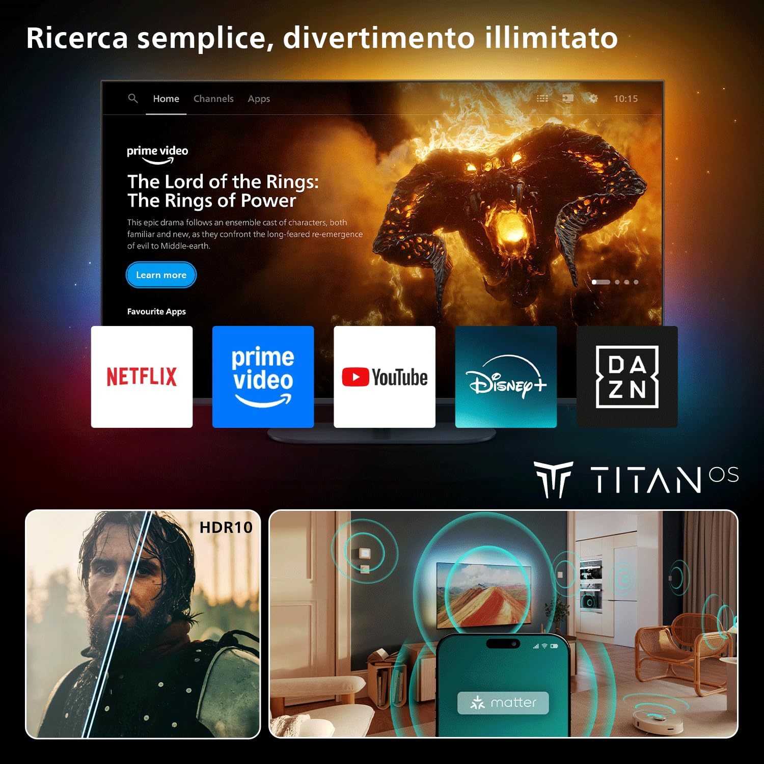 PHILIPS Ambilight TV 40PQS6901/12 40 Inch FHD QLED Smart TV | Pixel Precise Ultra HD, Titan OS, Dolby Audio