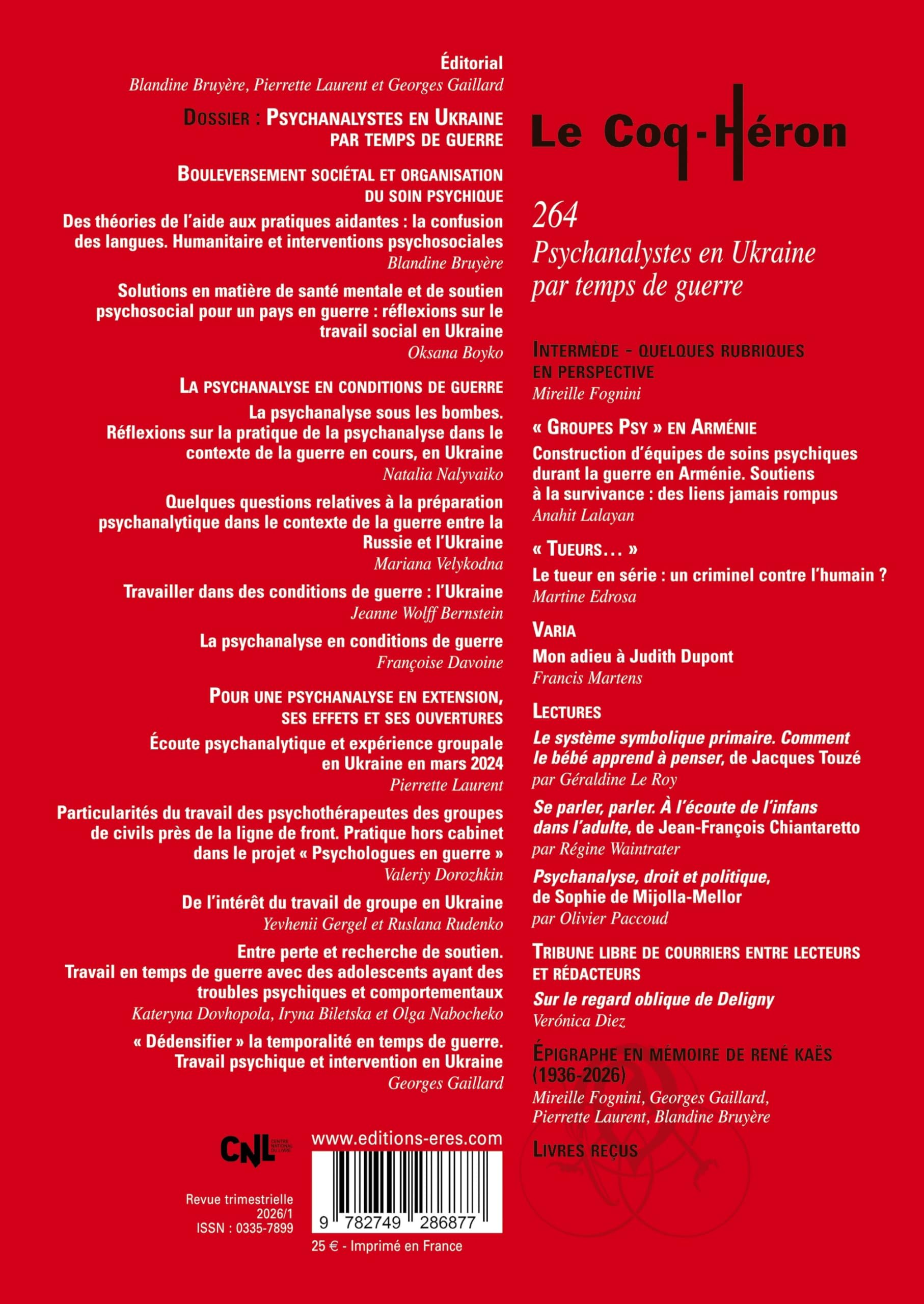 Coq Héron 264 - Psychanalystes en Ukraine par temps de guerre