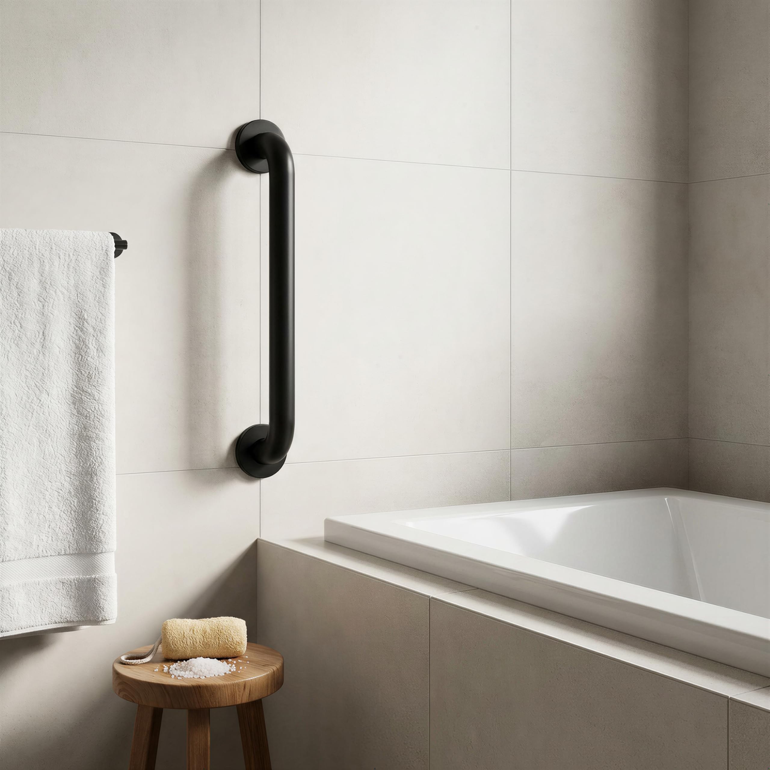 Lot de 2 Barres d'appui 30 cm de Long. 304 Poignée de Acier Inox Poignée Sécurité pour Personnes Agées Barre de Douche pour Toilettes, Salle de Bain, Baignoire