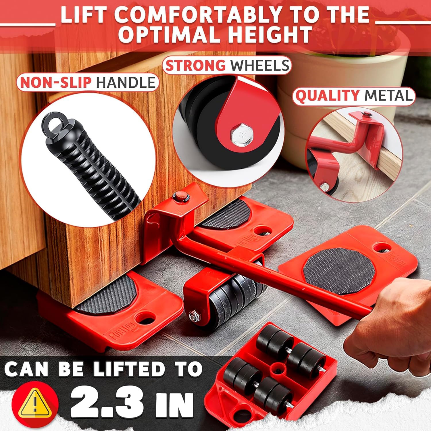 NityaEcommerce Heavy Furniture Movers with Wheels - Furniture Lifter Tool Set with Appliance Slider for Tile and Hardwood Floors, Bearing Weight 150kg - Compact Design