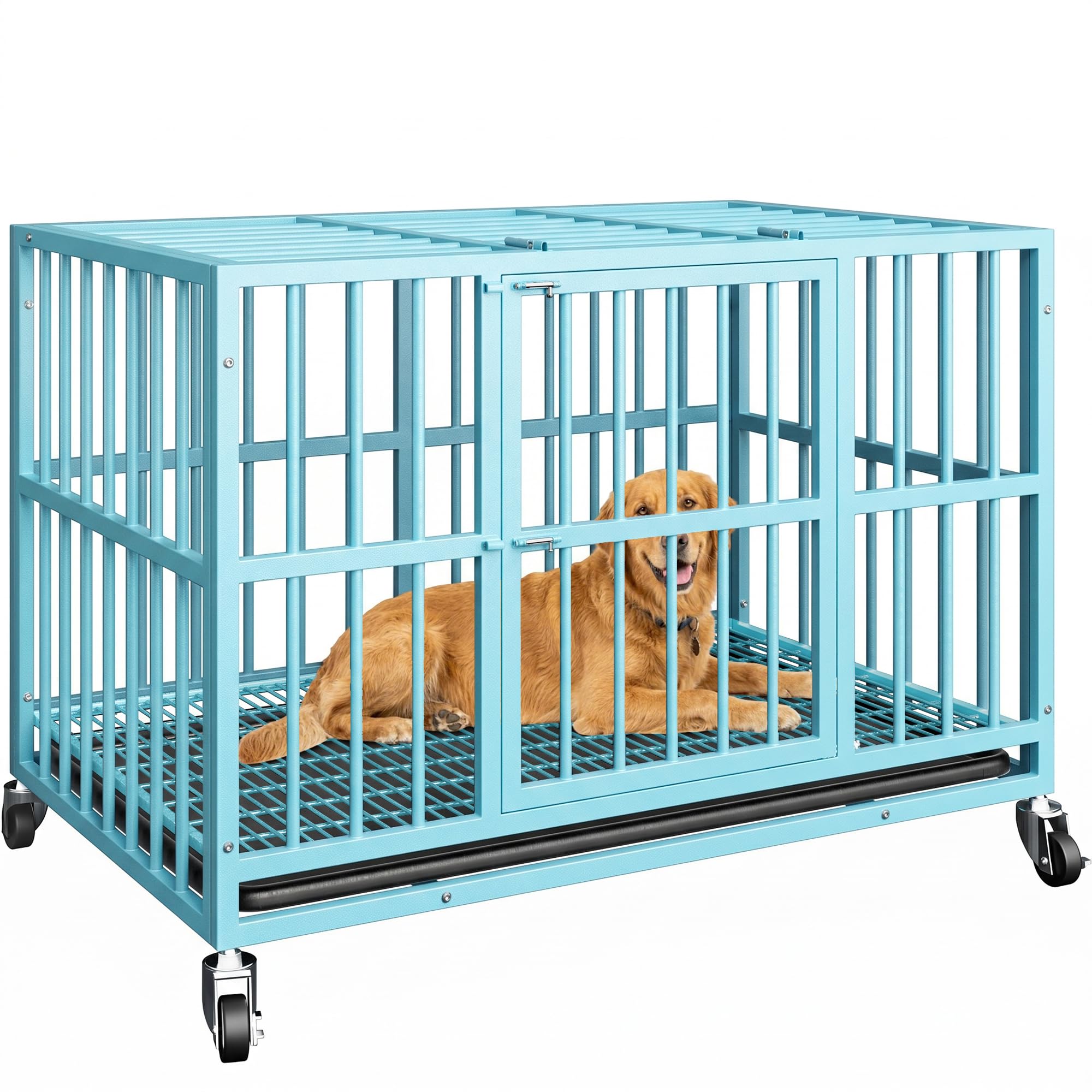 48 Inch Heavy Duty Dog Crate, Dog crates for Large Dogs, Blue