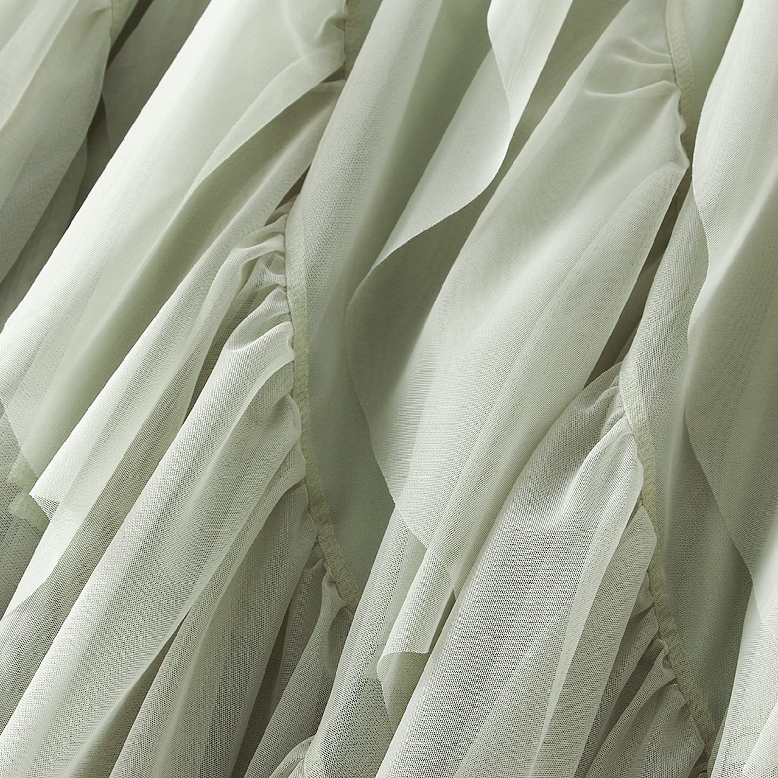 Jupes asymétriques en tulle pour femme - Taille haute élastique - Jupe tutu plissée - Jupe midi décontractée en maille, Vert plissé, taille unique