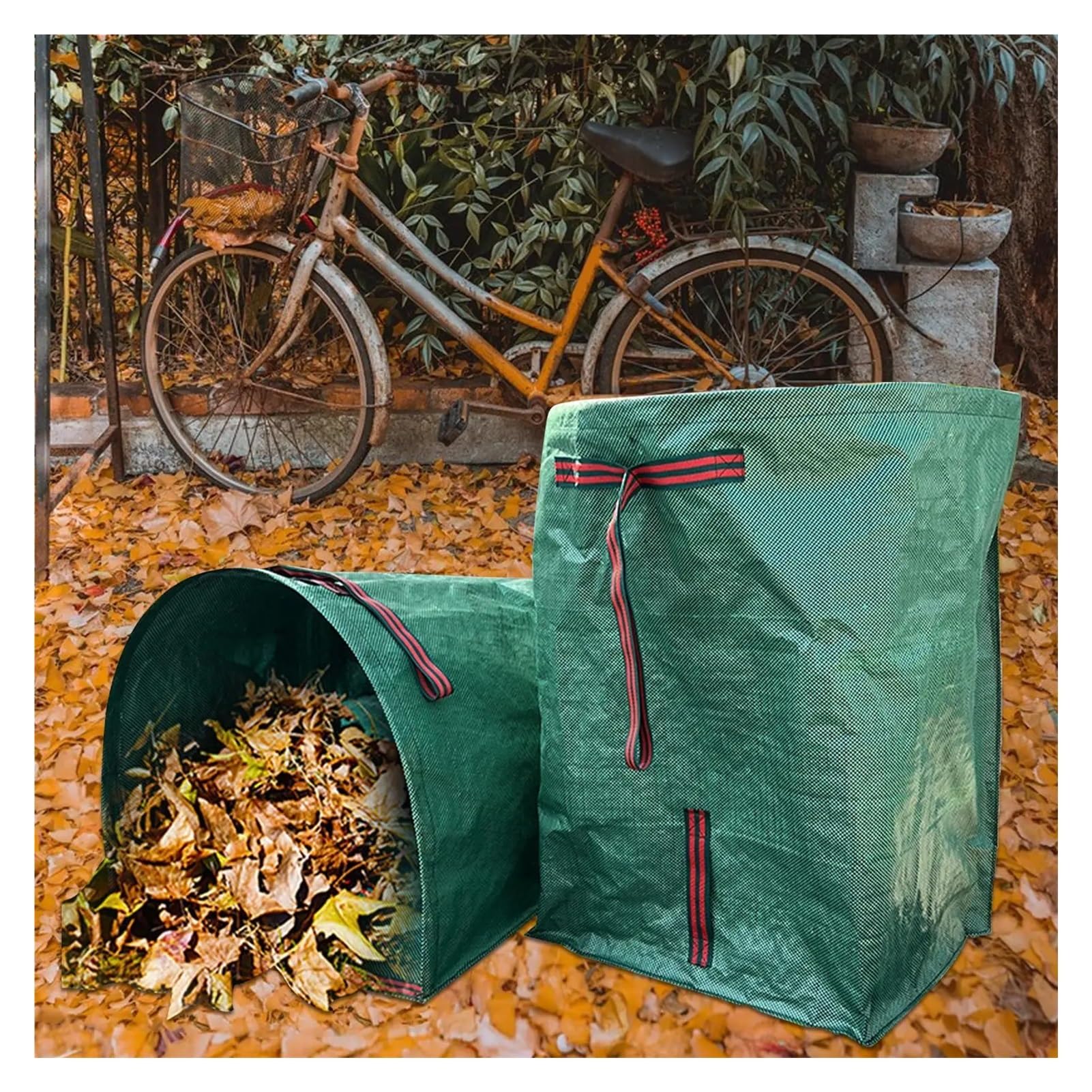 2 piezas de contenedor for recolección malezas patio, bolsas almacenamiento for desechos hojas y flores jardín, gran capacidad, for caídos para Recoger Plantas, Residuos y Hojas(200L)