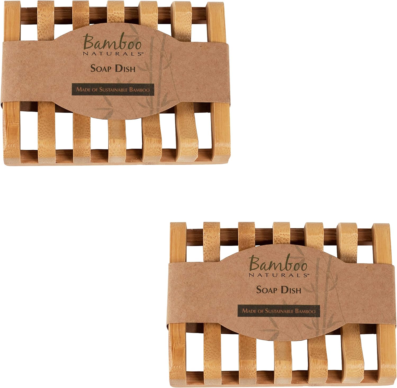 Bar Soap Dish for Sink or Shower, Odor Resistant Tray, Sustainable Bamboo Wood Holder, Great for Bathrooms and Kitchens, 2 Pack