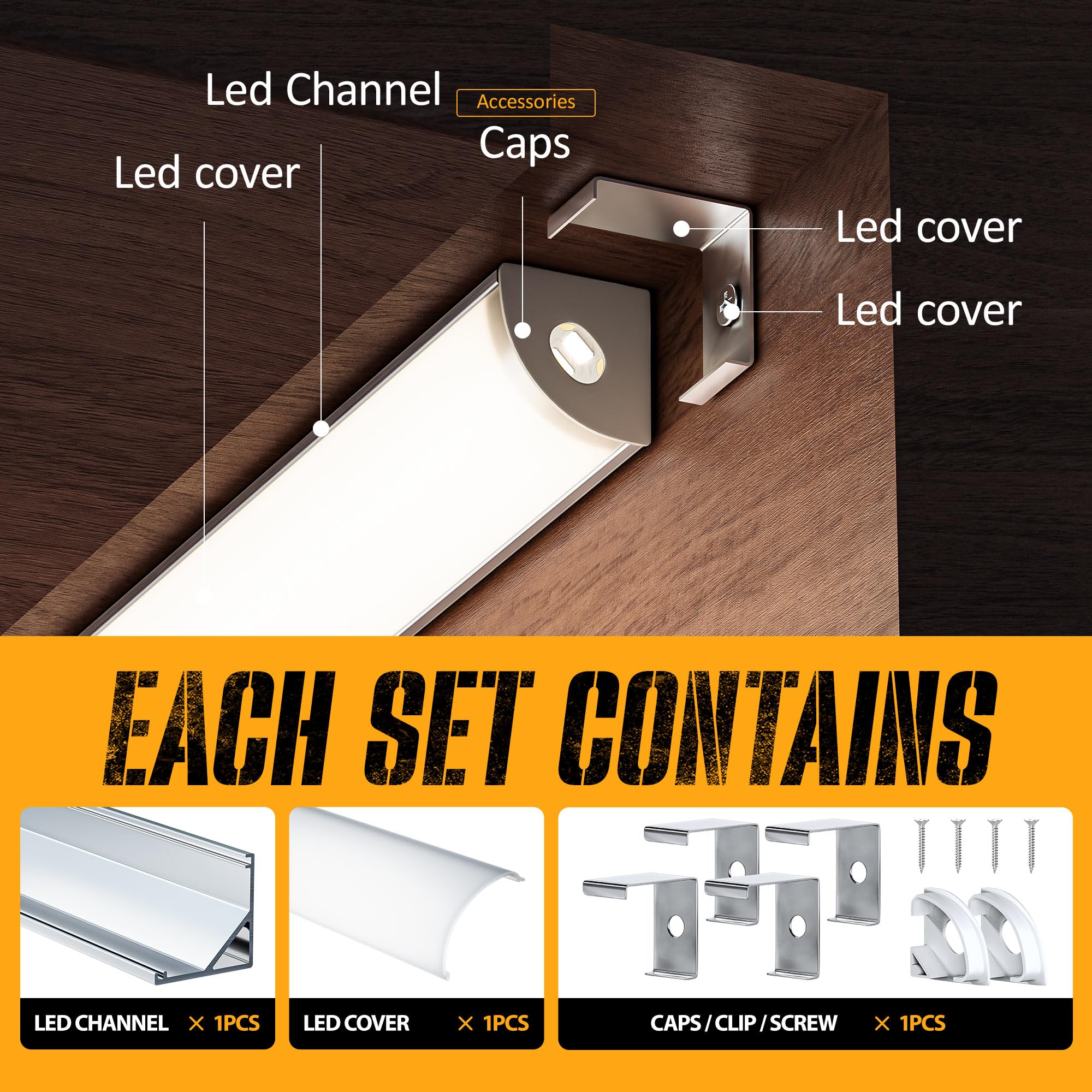 Perfil Aluminio 45° para Tira LED, 20 Piezas 2m Perfil Led Forma de V, Difusor y Canal led Adecuado para Tiras led de Hasta 10 mm - Dimensiones 15.8 x 15.8 mm (Sl09, 20 * 2M (total 40M))