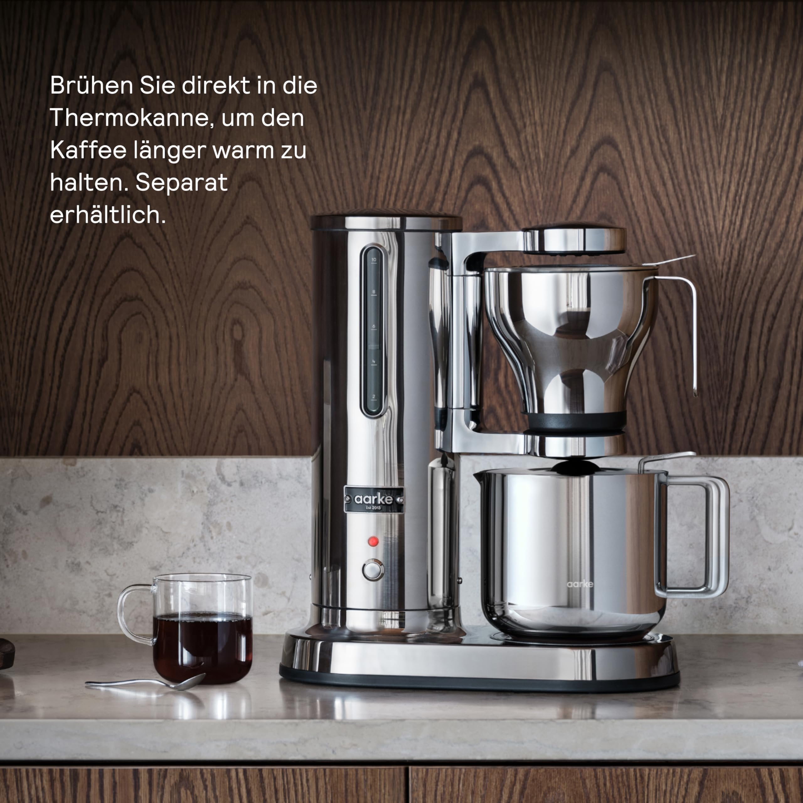 aarke Filterkaffeemaschine – Elektrische Kaffeemaschine, Glaskaraffe, Warmhaltefunktion, 10-Tassen-Kapazität, 250 ml -1.25L, Modernes Design, Kaffeezubereiter für Filterkaffee, ECBC-zertifiziert.