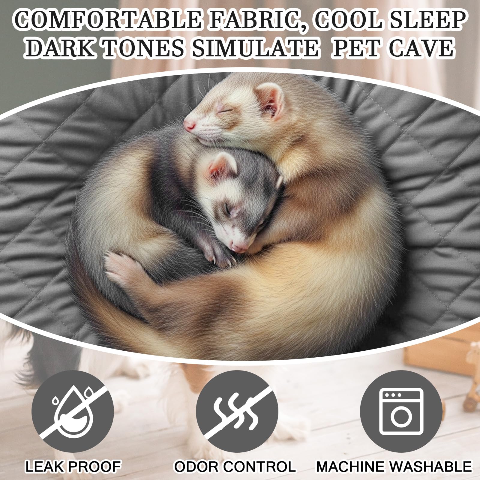 Beeveer Set di 7 cuscinetti lavabili per gabbie per furetti, kit di accessori per piccoli animali, criceti, ratti, cincillà, ricci, guinea (grigio)
