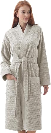 Turkish Cotton Bathrobe for Women - Organic GOTS Certified Terry Hooded Kimono Robe - Spa Quality Womens Cotton Robe