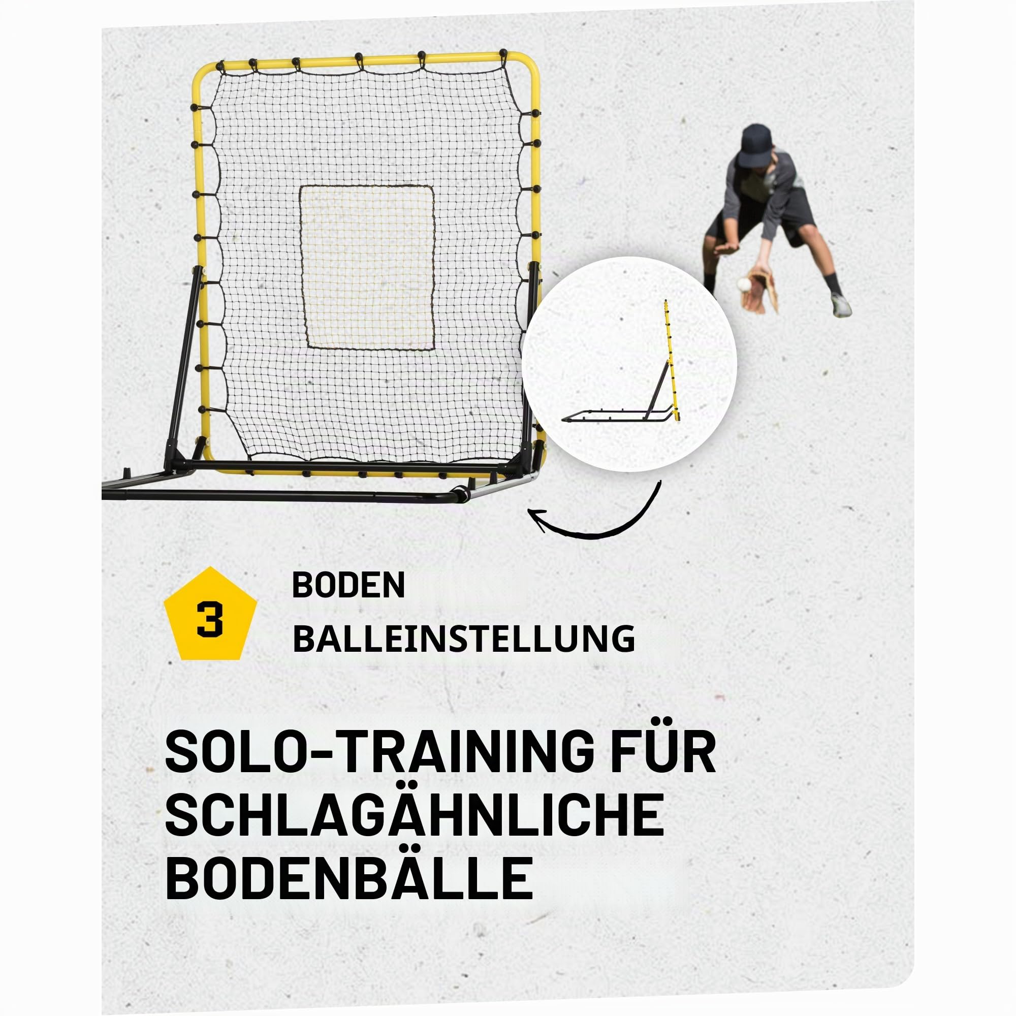 SKLZ Fielding Trainer – Baseball- und Softball-Rückprallnetz – Boden-, Schnurlauf- und Fliegenball-Return-Einstellungen – 4 x 120 cm Stahlrahmen, UV- und wetterbeständiges Bungee-Netz, leicht