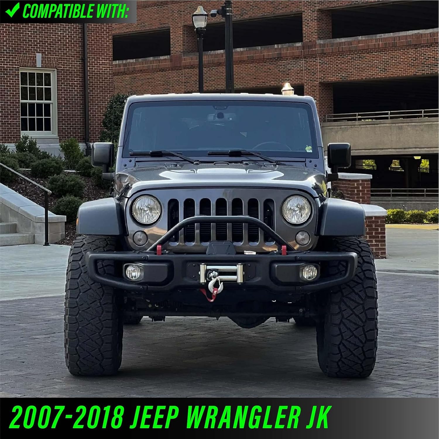 USR 07-18 Wrangler JK 7” Inch Round H6024 LED Projector Headlight Black Housing 6024 High/Low Beam Sealed Beam Headlamp H6014 Assembly (Pair) Compatible with 2007-2018 Jeep Wrangler JK (Plug & Play)