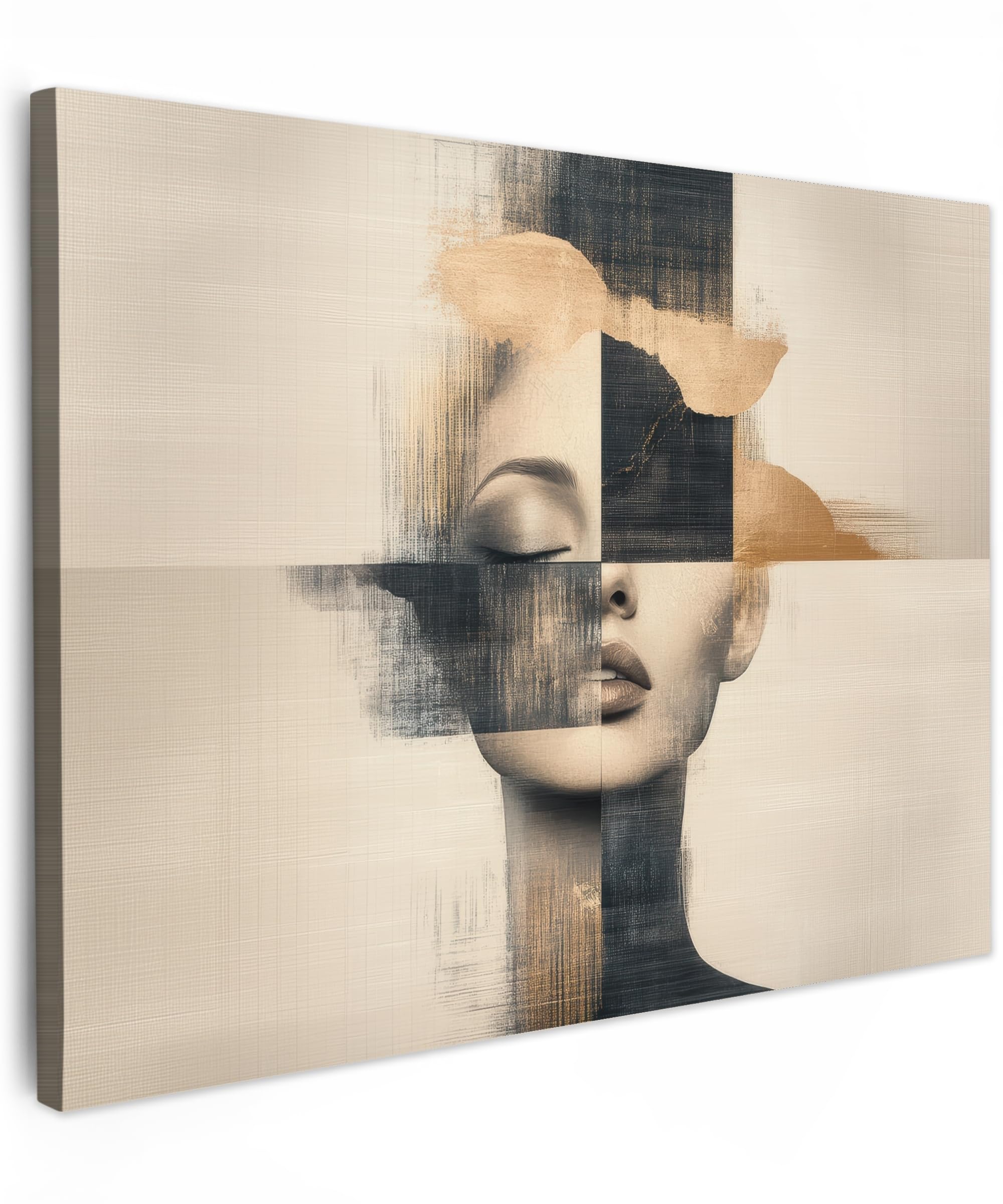 MuchoWow© Canvas Wall Art 16"x12" / 40x30 cm Decor Paintings Print framed on Canvas Pictures for Hallway Gold - Woman - Rectangles