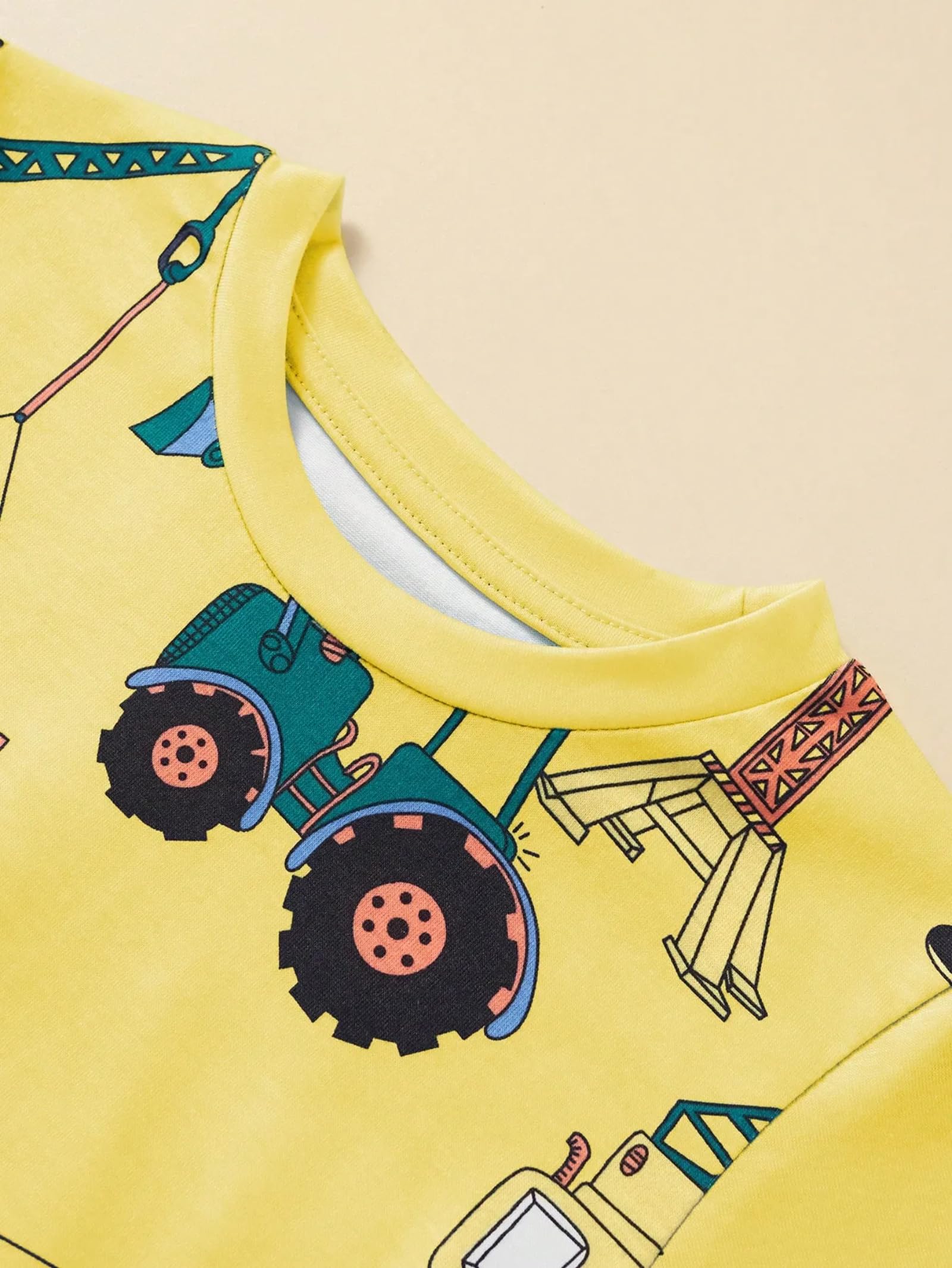 Jungen Regular Fit Polyester Baufahrzeug Print T-Shirt mit Rundhalsausschnitt Kurzarm und Standardlänge Casual Summer Wear