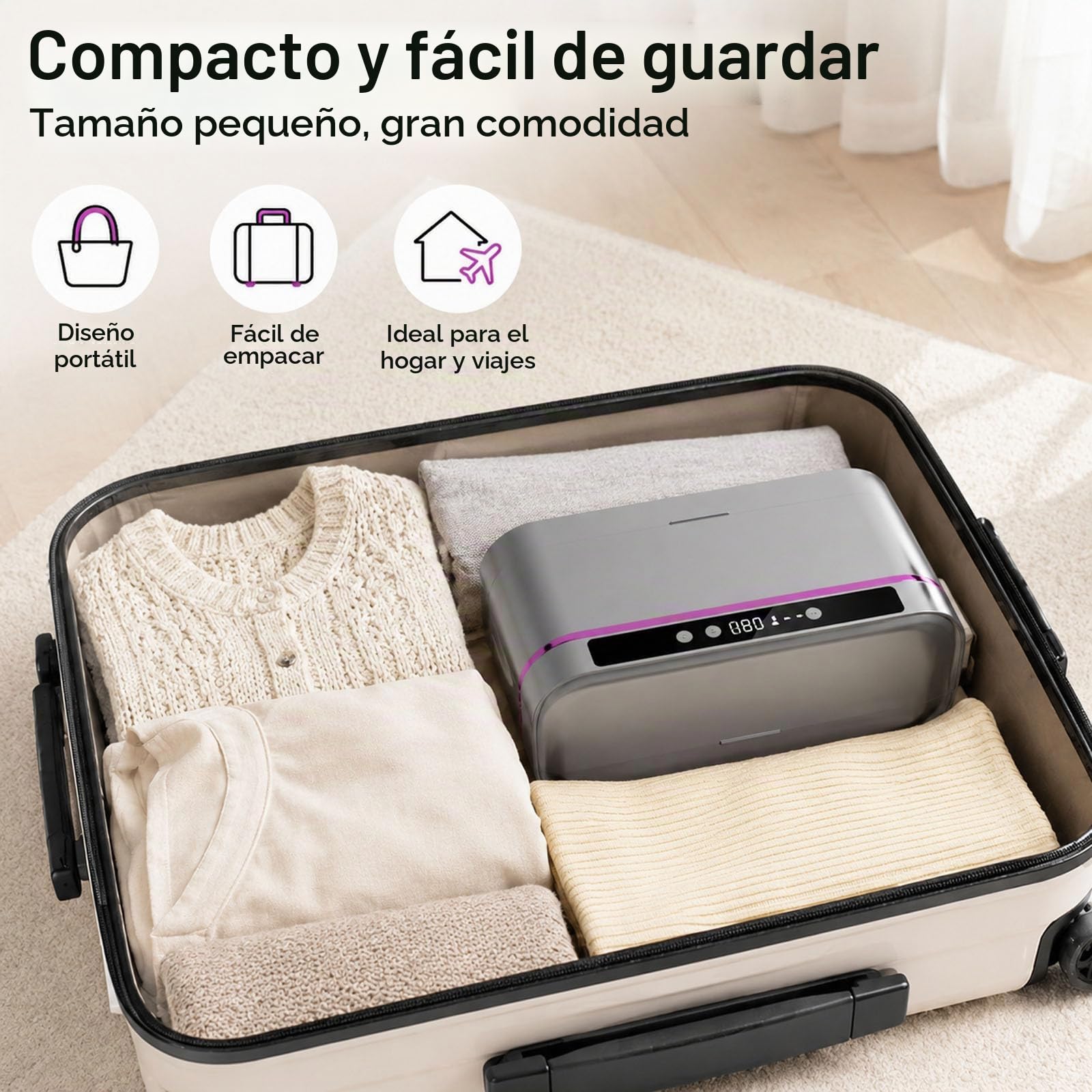 Secadora De Ropa Compacta Con Mando a Distancia,Zapatos y Edredones | Todo Un Solo Aparato,Cuenta Con 2 Niveles De Temperatura y 8 Ajustes De Temporizador,Ideal Para Viajes y Uso Doméstico